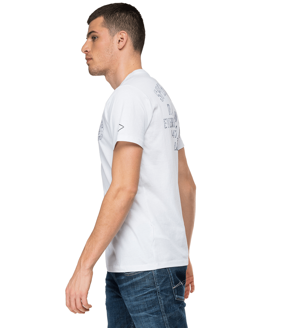 Crewneck Replay T-Shirt With Abrasions