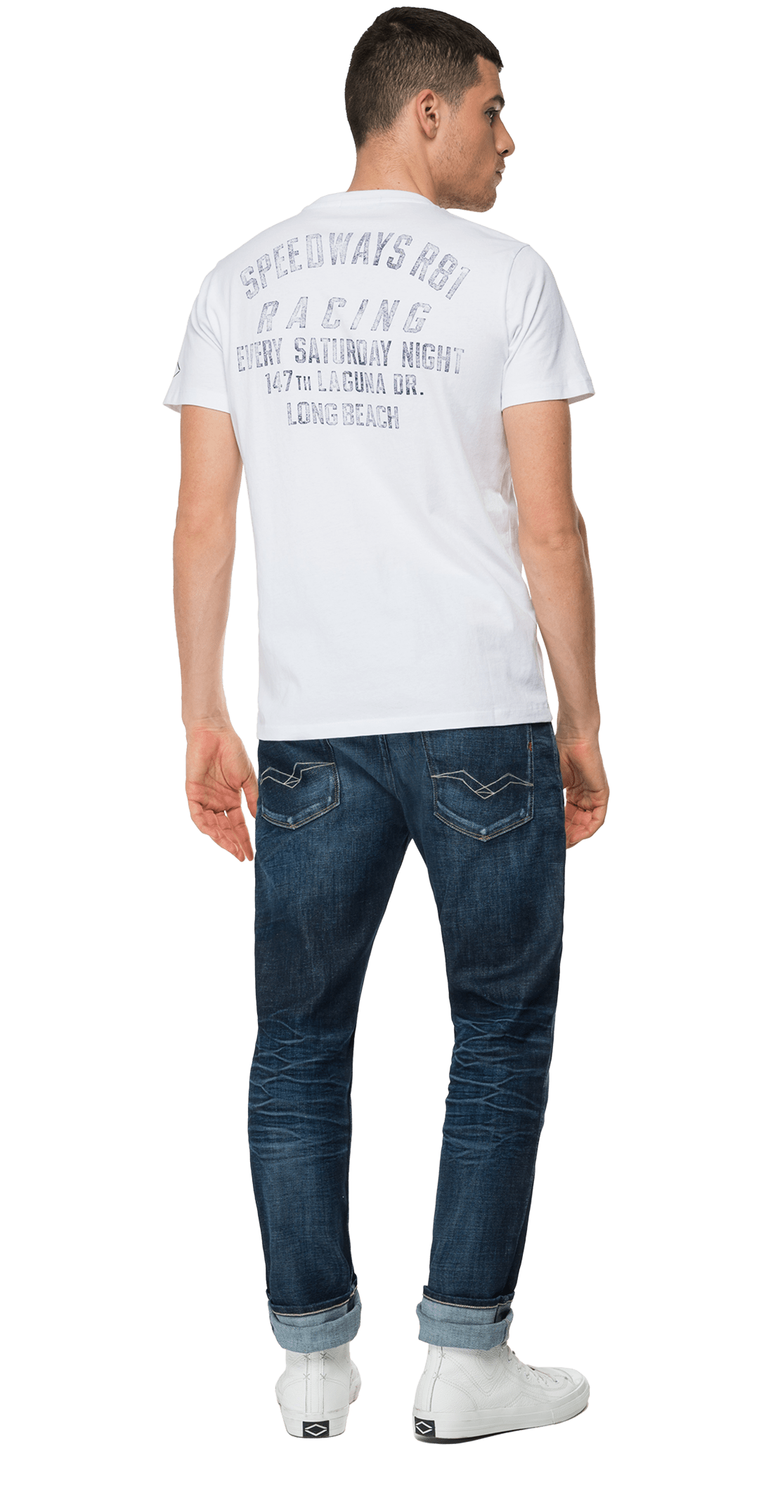 Crewneck Replay T-Shirt With Abrasions