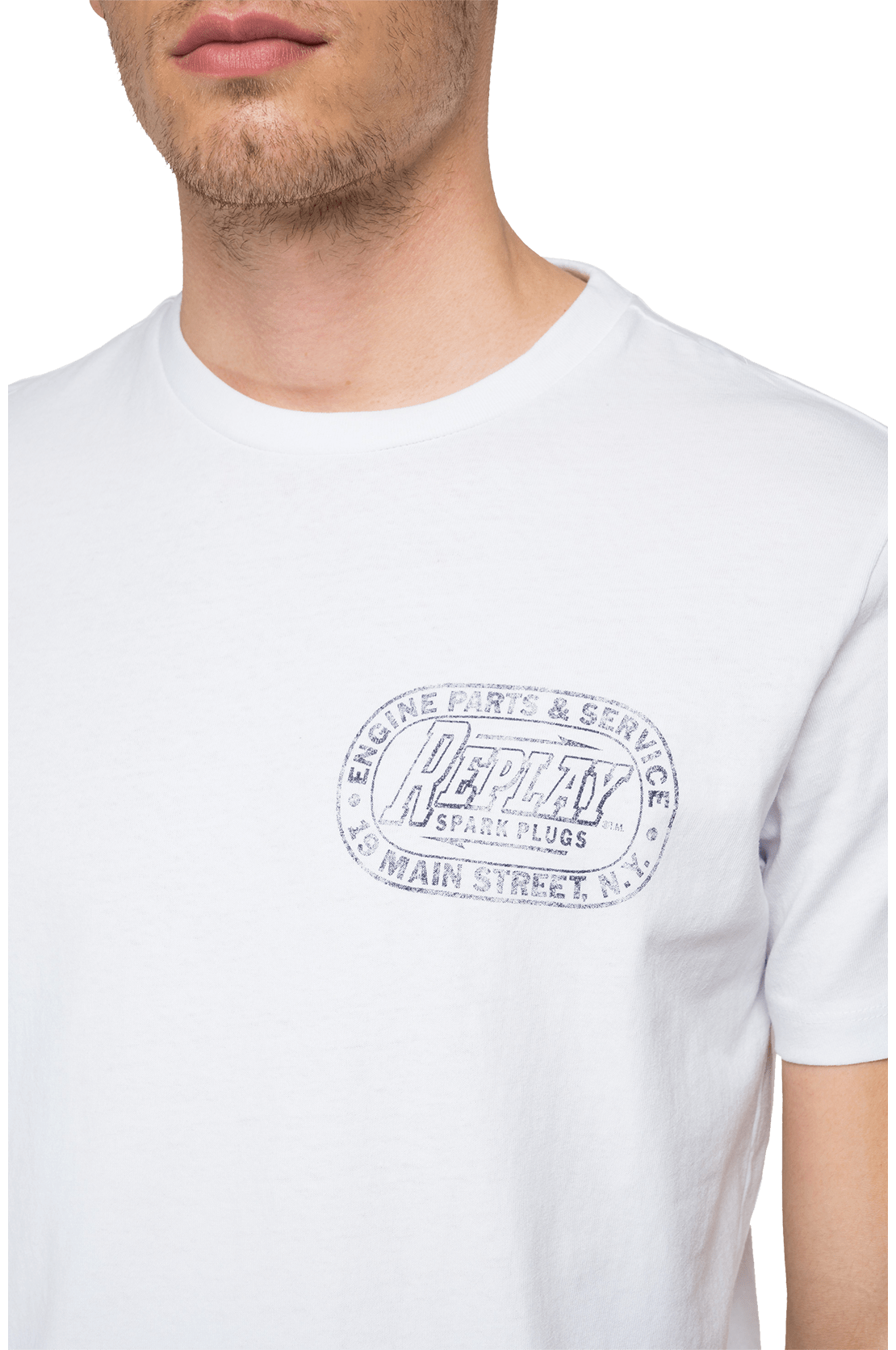 Crewneck Replay T-Shirt With Abrasions