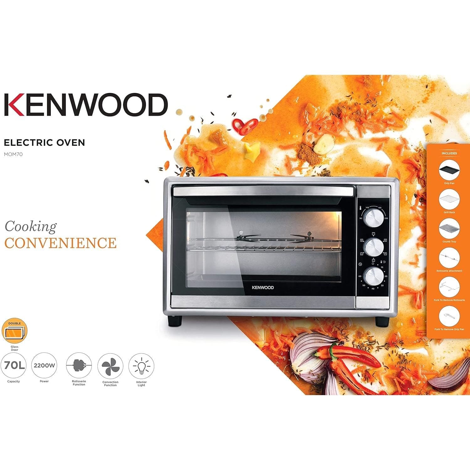 KENWOOD ELECTRIC OVEN 70L SILVER - MOM70.000SS