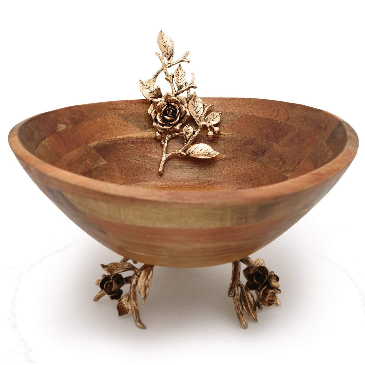 Otantik TW6001L 1 Piece Wood Bowl - Antique Gold, Large - TW6001L - Jashanmal Home