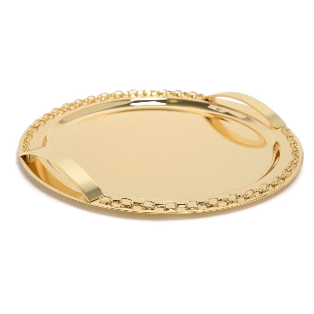 Pantazelos Gold Plated Set Chain Round Tray - Gold - Q-3080/GP - Jashanmal Home