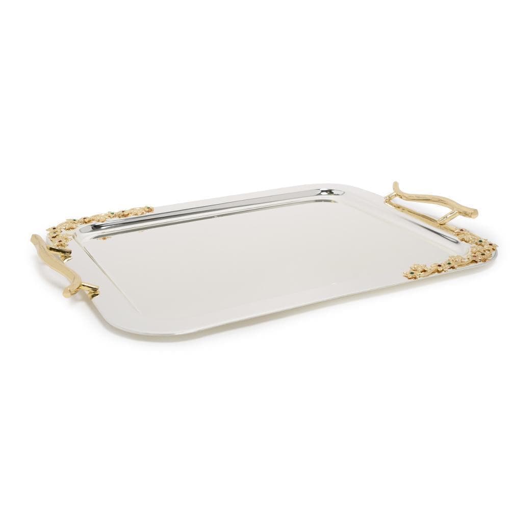 Pantazelos Silver and Gold Plated Tray - Silver and Gold, Large - Q-5545/SPGP - Jashanmal Home