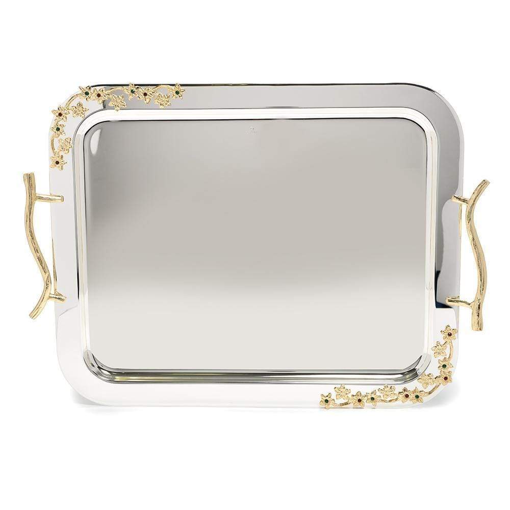 Pantazelos Silver and Gold Plated Tray - Silver and Gold, Large - Q-5545/SPGP - Jashanmal Home