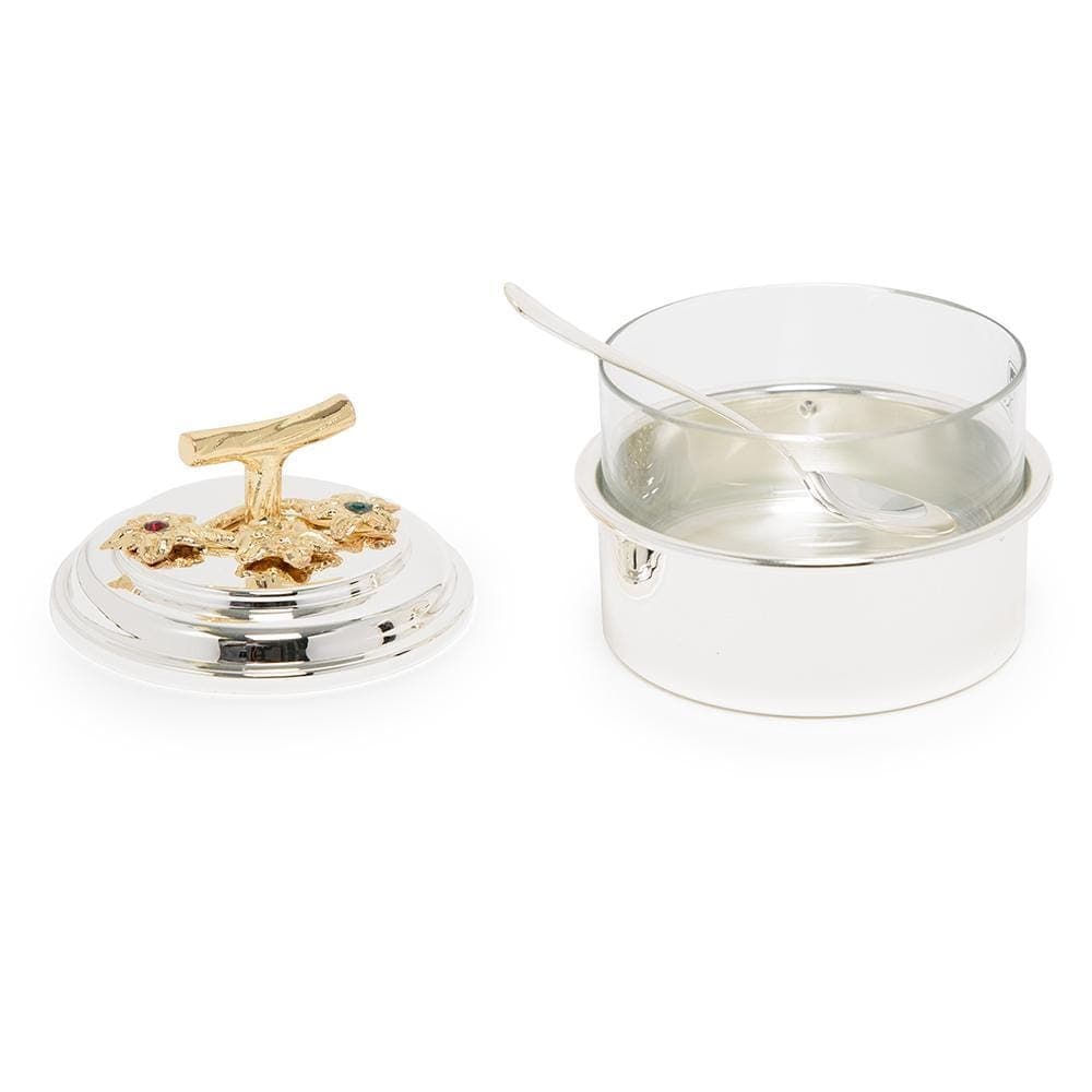 Pantazelos Silver and Gold Plated Sugar Pot with Metal Case and Spoon - Silver and Gold - Q-1421/SPGP - Jashanmal Home