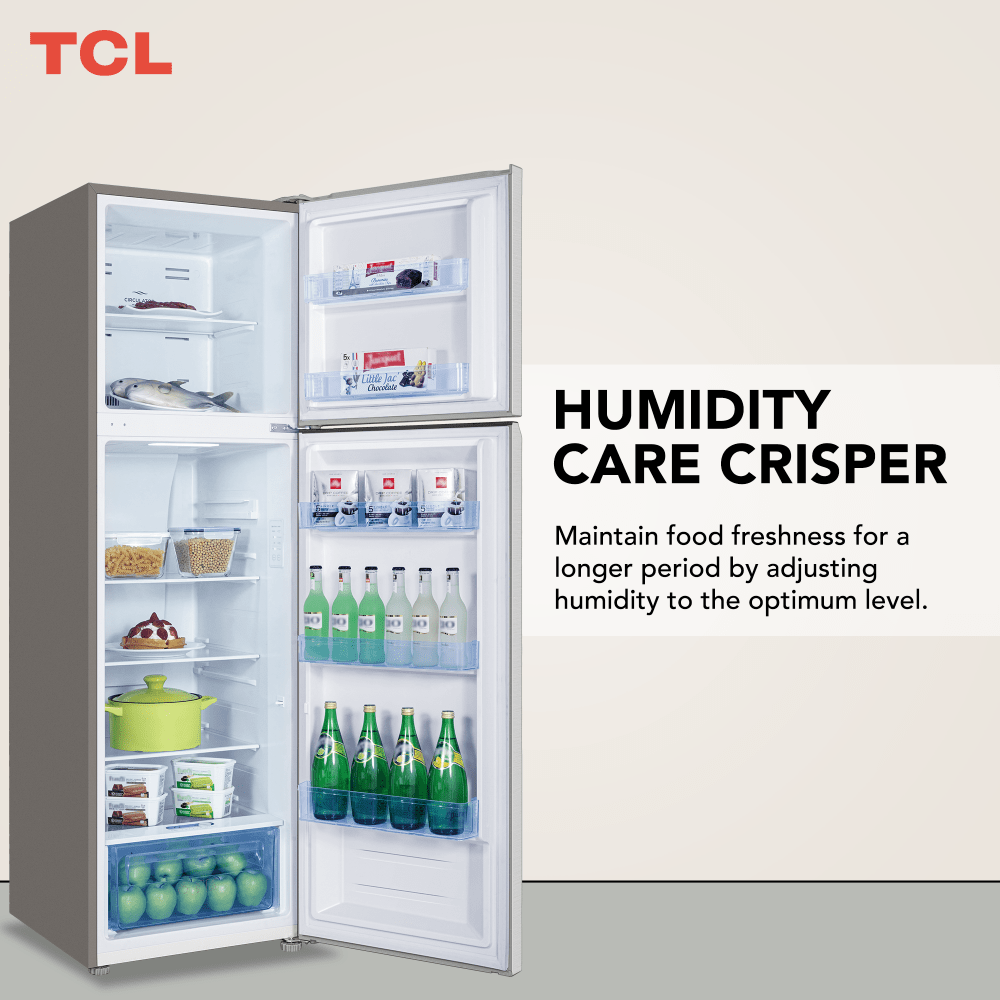 TCL Top Mount Refrigerator Inox  370L