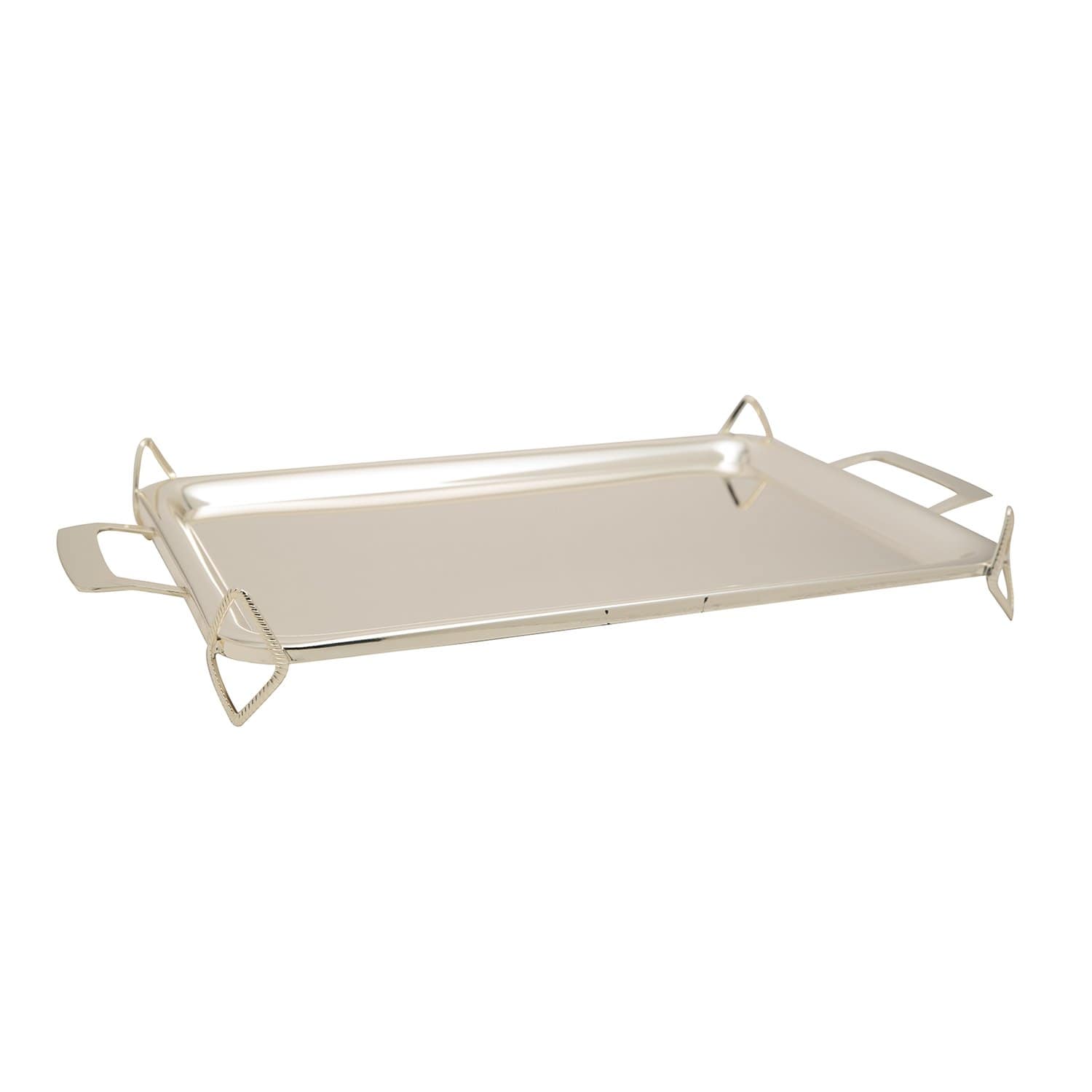 SILVER PLATED RECTANGLE TRAY WITH HANDLE & FEET