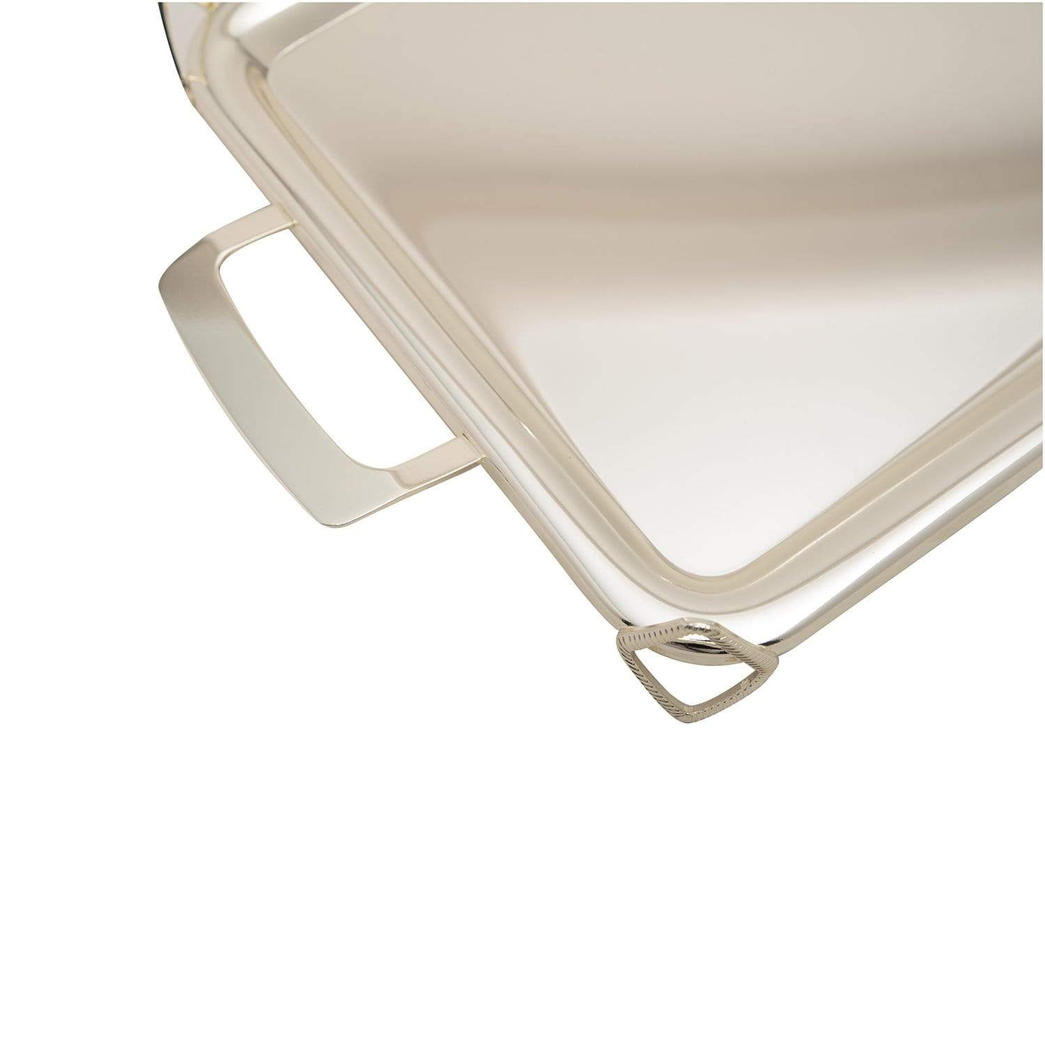 SILVER PLATED RECTANGLE TRAY WITH HANDLE & FEET