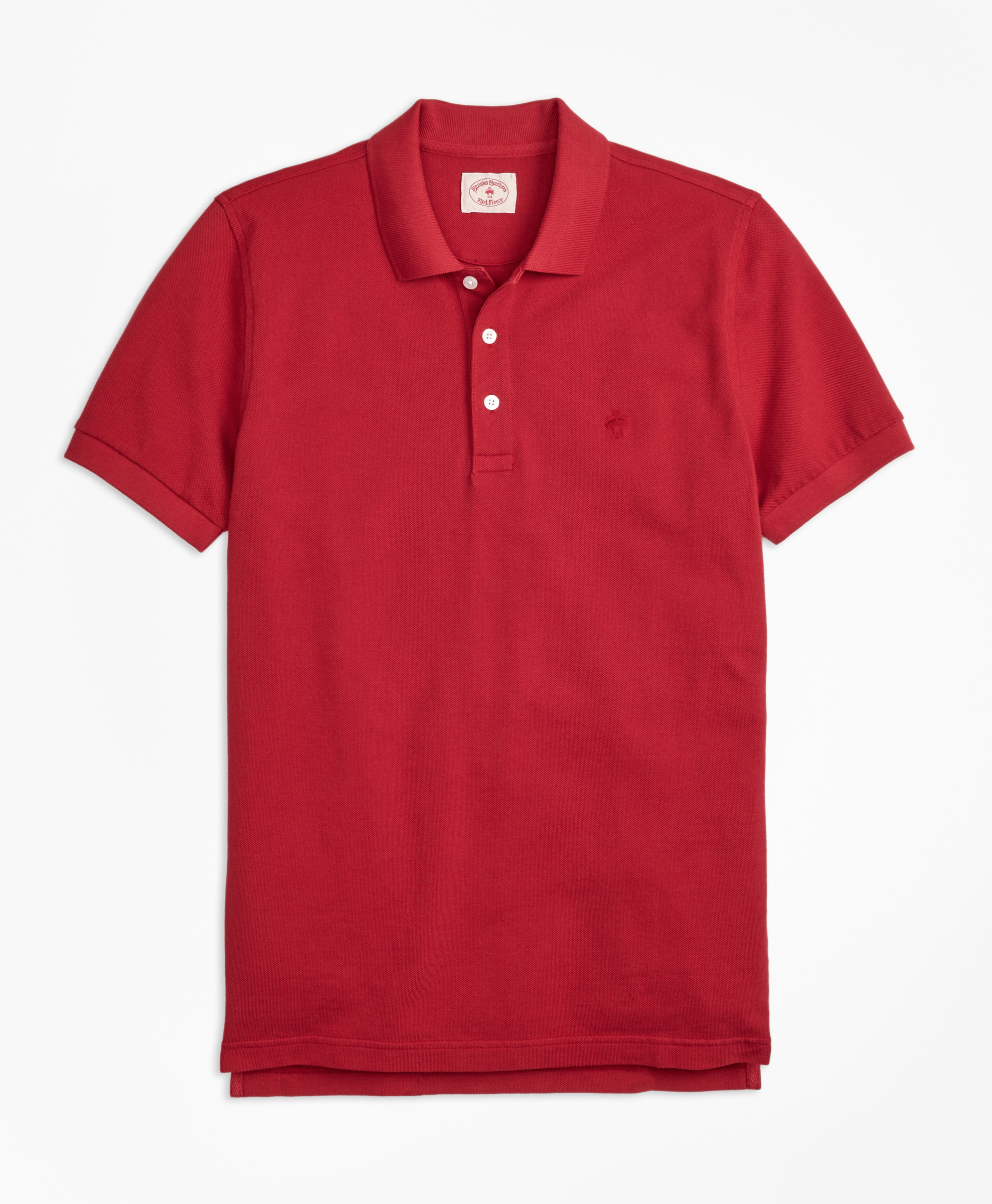 Brooks Brothers Knt Rf Garm Dyed Pique Polo Rio Red - Mens Knits
