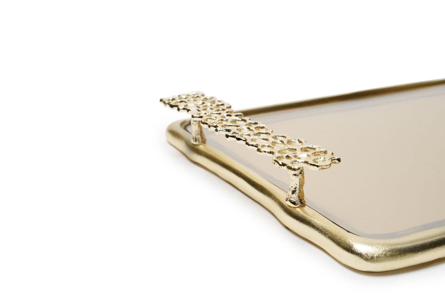 BRASS MESH RECTANGLE TRAY LARGE WITH GOLD FINISHED BRASS & ALUMINUM