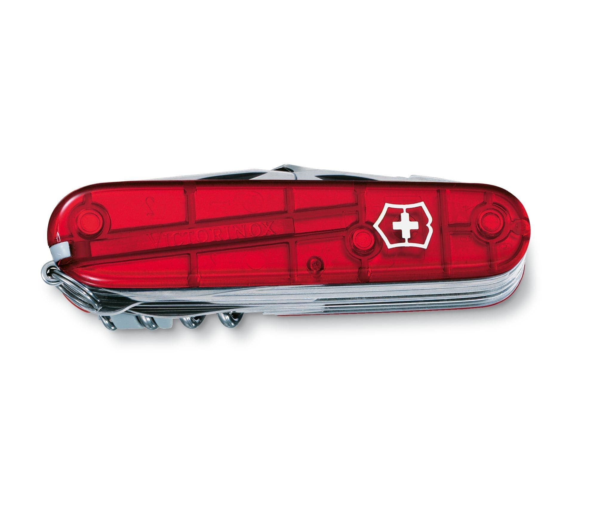 Victorinox Swiss Army Swiss Champ Medium Pocket Knife 91mm Red Translucent With 33 Functions - 1.6795.T