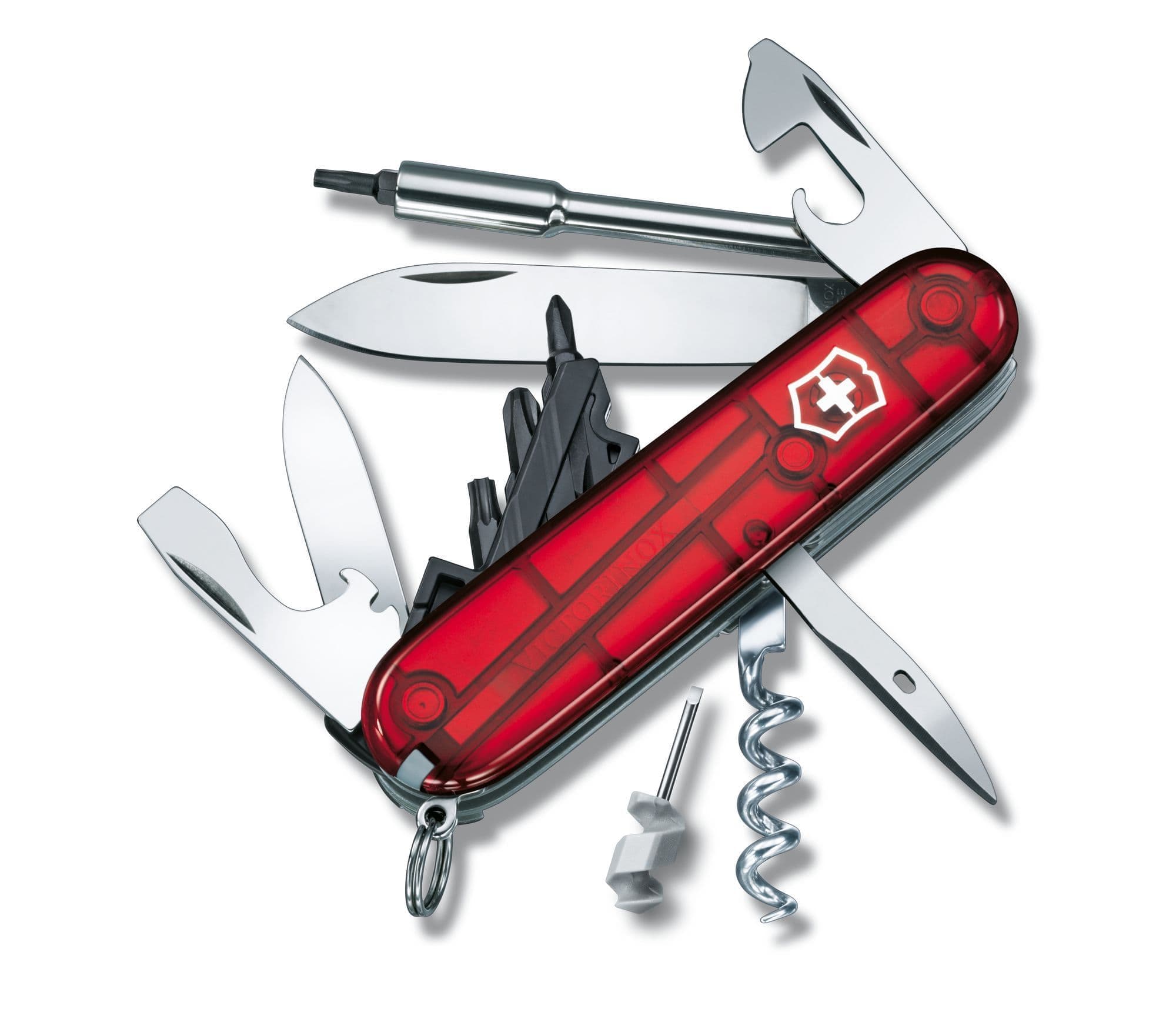 فيكتورينوكس سكين الجيش السويسري سايبرتول أحمر شفاف مع 27 وظيفة