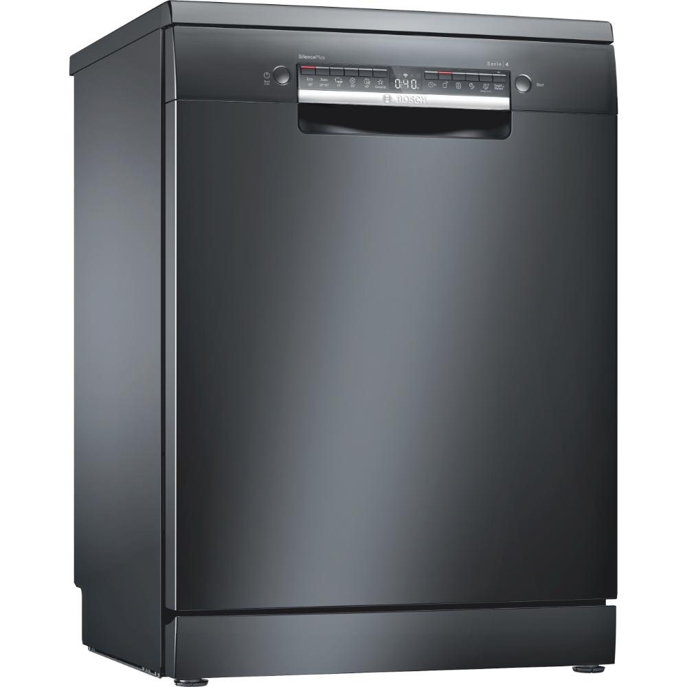 Bosch Series 4, Free-Standing Dishwasher 60 cm, 14 place settings, Home Connect enabled via WLAN,1 Year Manufacturing Warranty, SMS4HMC65M Black inox