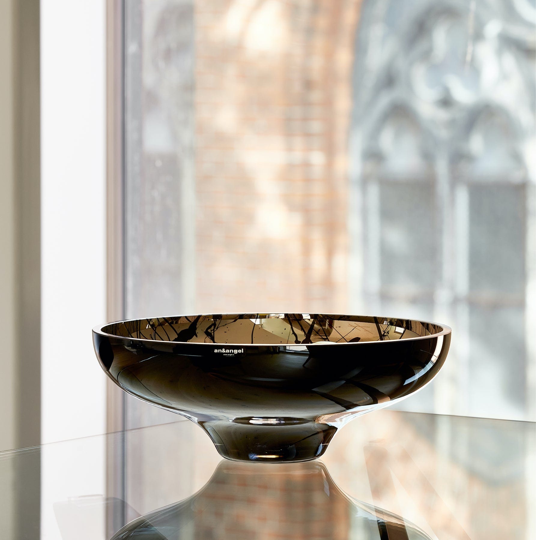 An & Angel, Large Glass Bowl, Black Exterior / Titanium Black Interior