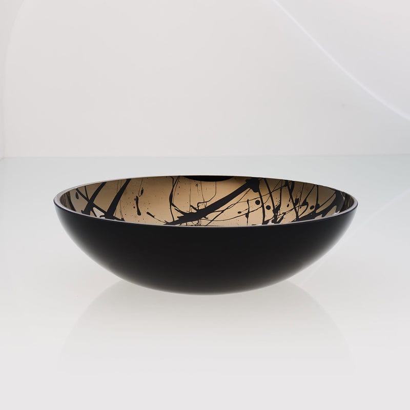 An & Angel, Flat Glass Bowl, Black Exterior / Titanium Black Interior
