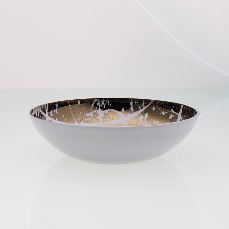 An & Angel, Flat Glass Bowl, White Exterior / Titanium White Interior