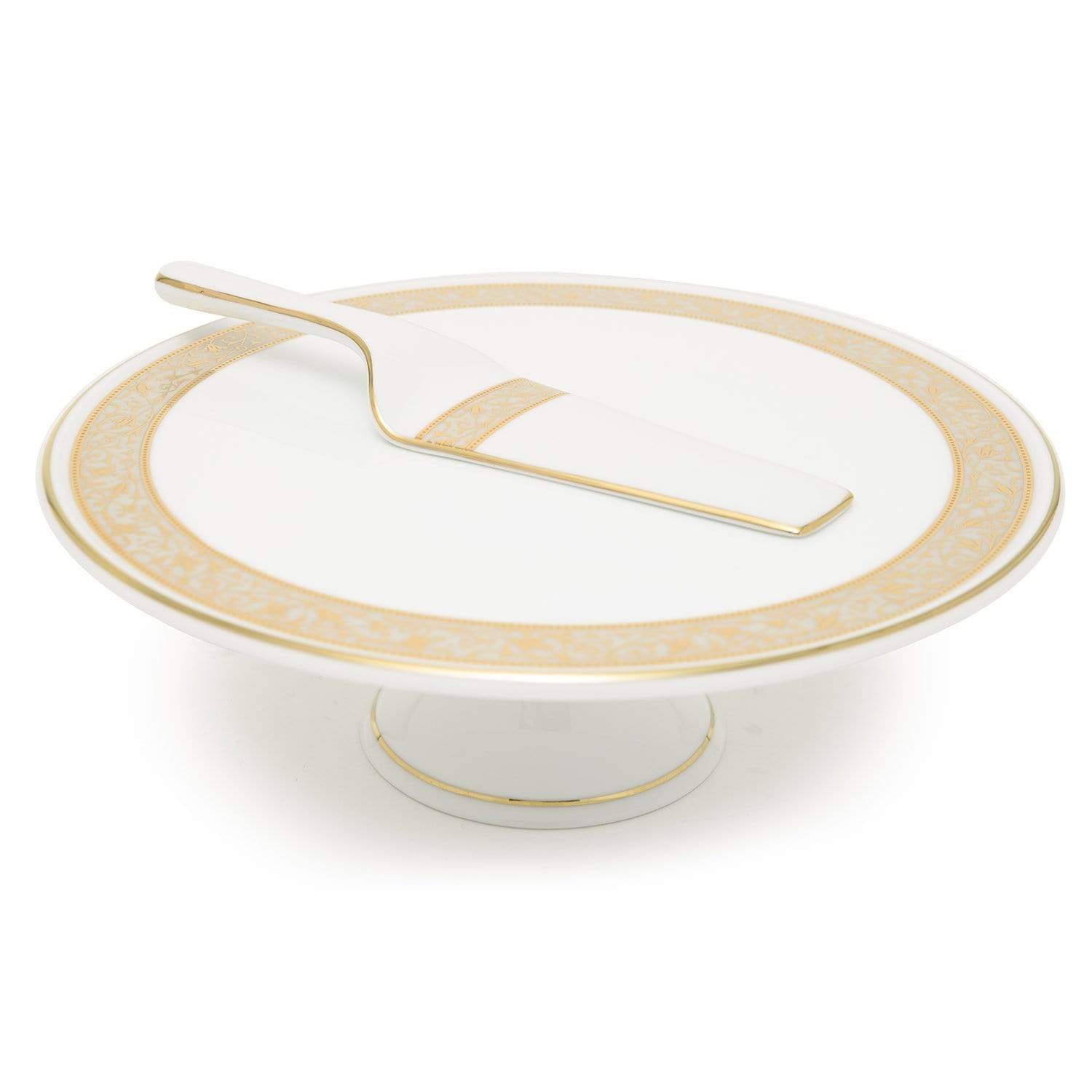 Dankotuwa Porcelain Catherina 1 Tier Cake Stand with Serving - Gold - CATH-904/121/548 - Jashanmal Home