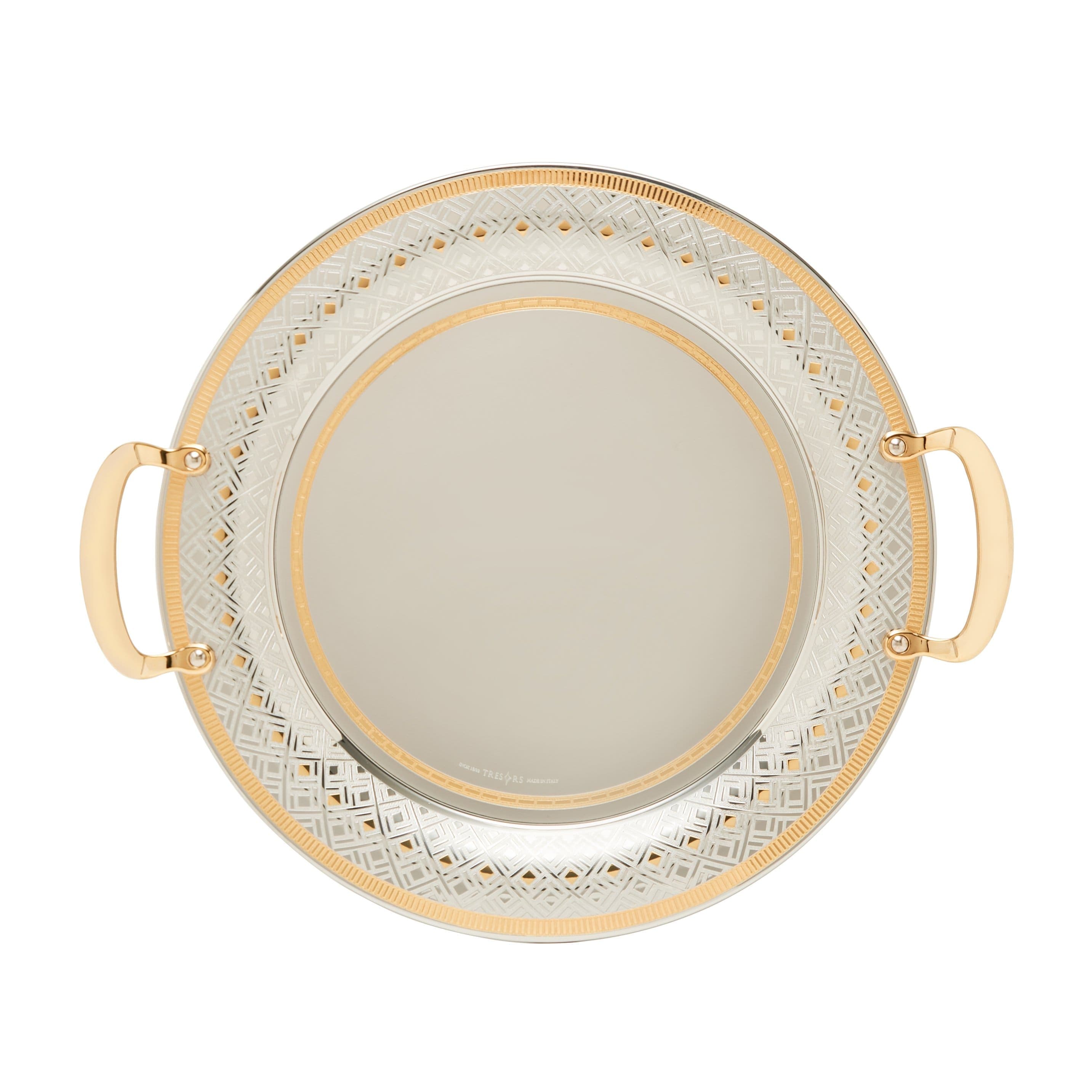 TRESORS ECLECTIC GOLD ROUND TRAY CM 39