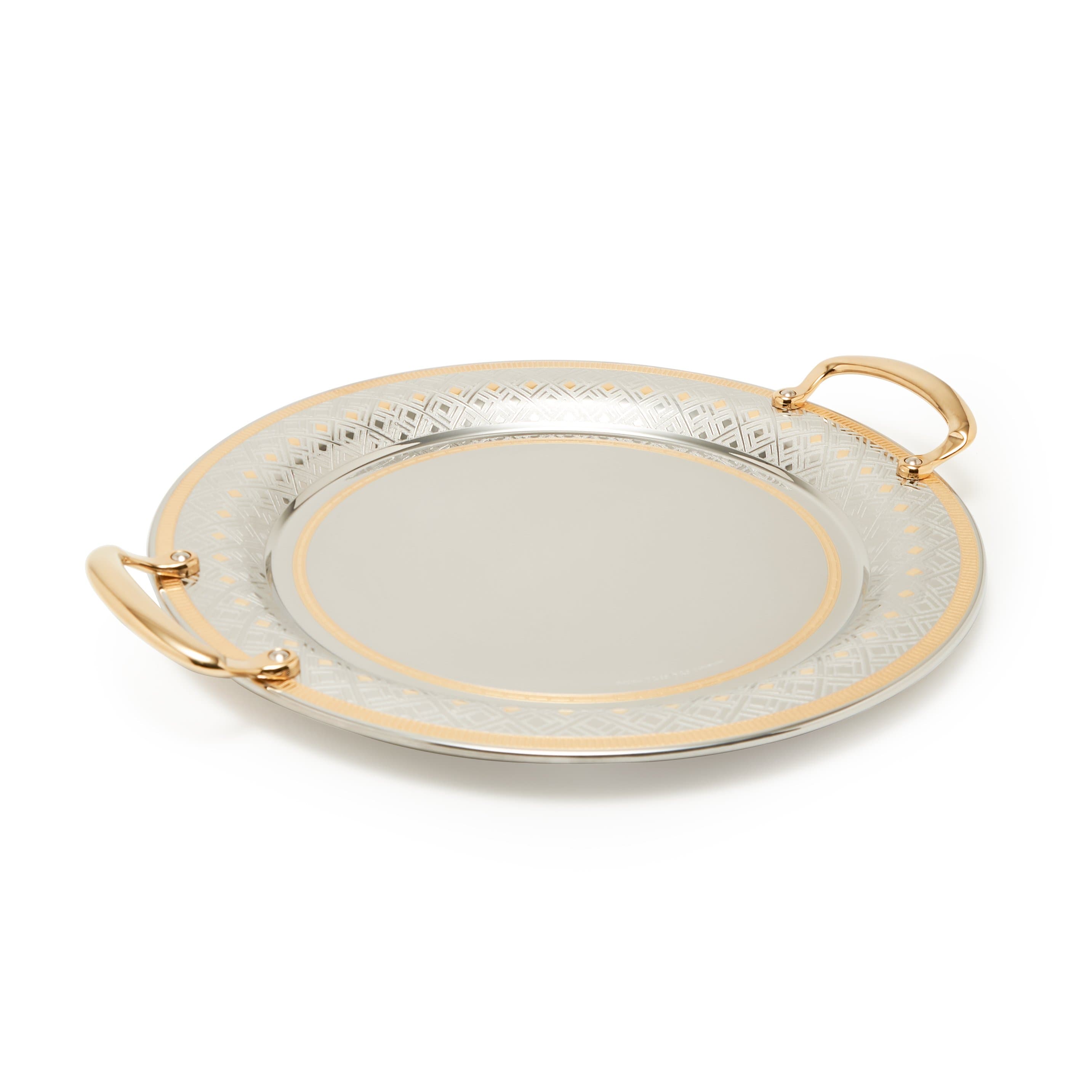 TRESORS ECLECTIC GOLD ROUND TRAY CM 49