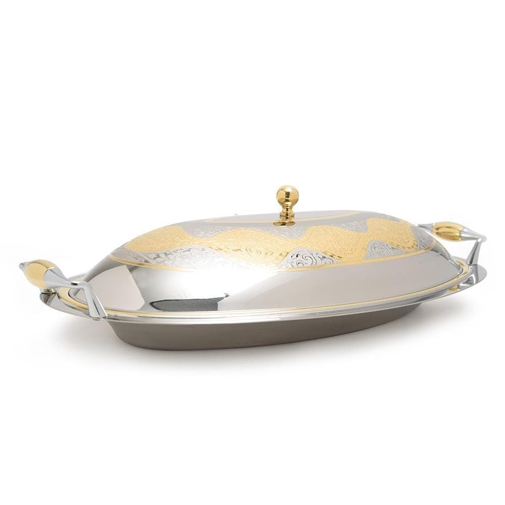 Brignani Jules Oval Risotto Tray with Lid - Gold, 50 x 31 cm - RO-1461/JUL-G - Jashanmal Home