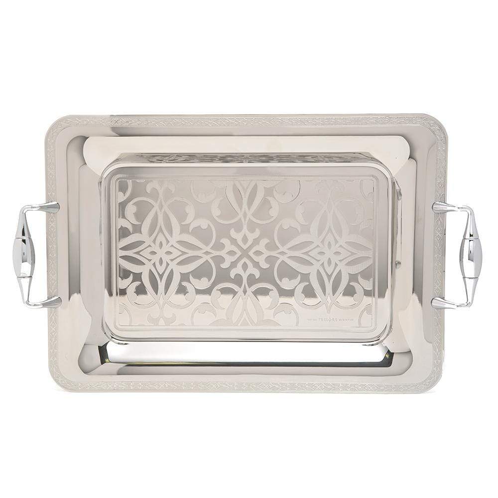 Brignani Laurence Inox Rectangle Tray - Silver, 40 x 28 cm - RO-1400/2/LAU-I - Jashanmal Home