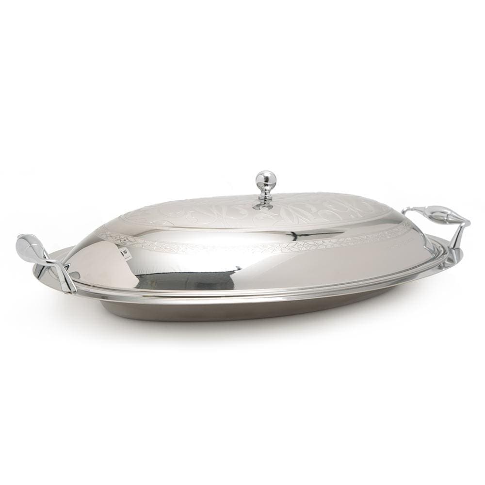 Brignani Laurence Inox Oval Risotto Tray with Lid - Silver, 46 x 28 cm - RO-1460/LAU-I - Jashanmal Home