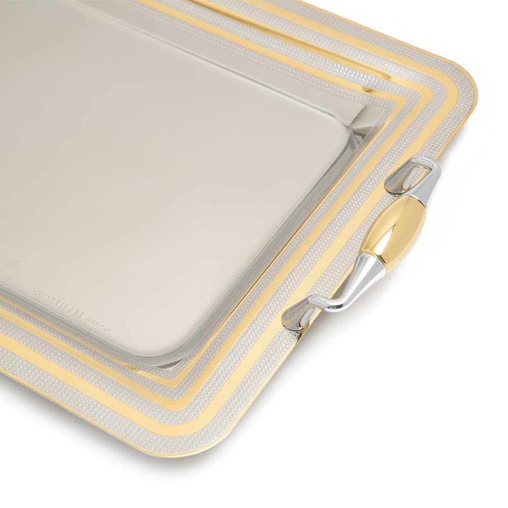 Brignani P.De Poule Gold Rectangle Tray - Silver and Gold, 50 x 35 cm - RO-1400/4/PDP-G - Jashanmal Home