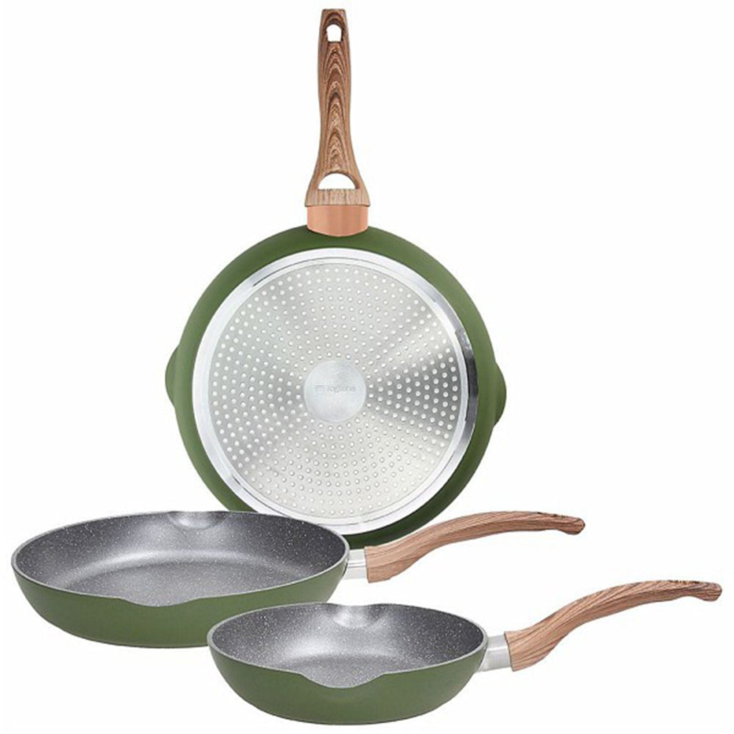Tognana Grancuci 3 Pans Set, 20 24 28 Cm Diameter, Green