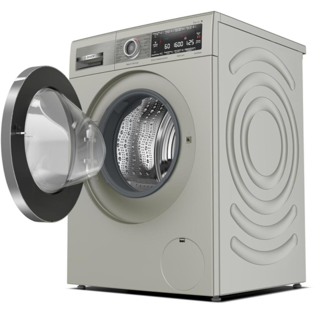Bosch Series 8 washing machine, front loader 10 kg ,LED-display, EcoSilence Drive - efficient and extra silent, WAX32MX0GC, Silver inox, 1 Year Manufacturer Warranty