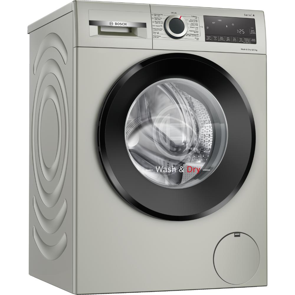 Bosch Series 4 Washer Dryer, 9kg, LCD, Push-Button, Silver Inox, WNA244XSGC, 1 Year Manufacturer Warranty