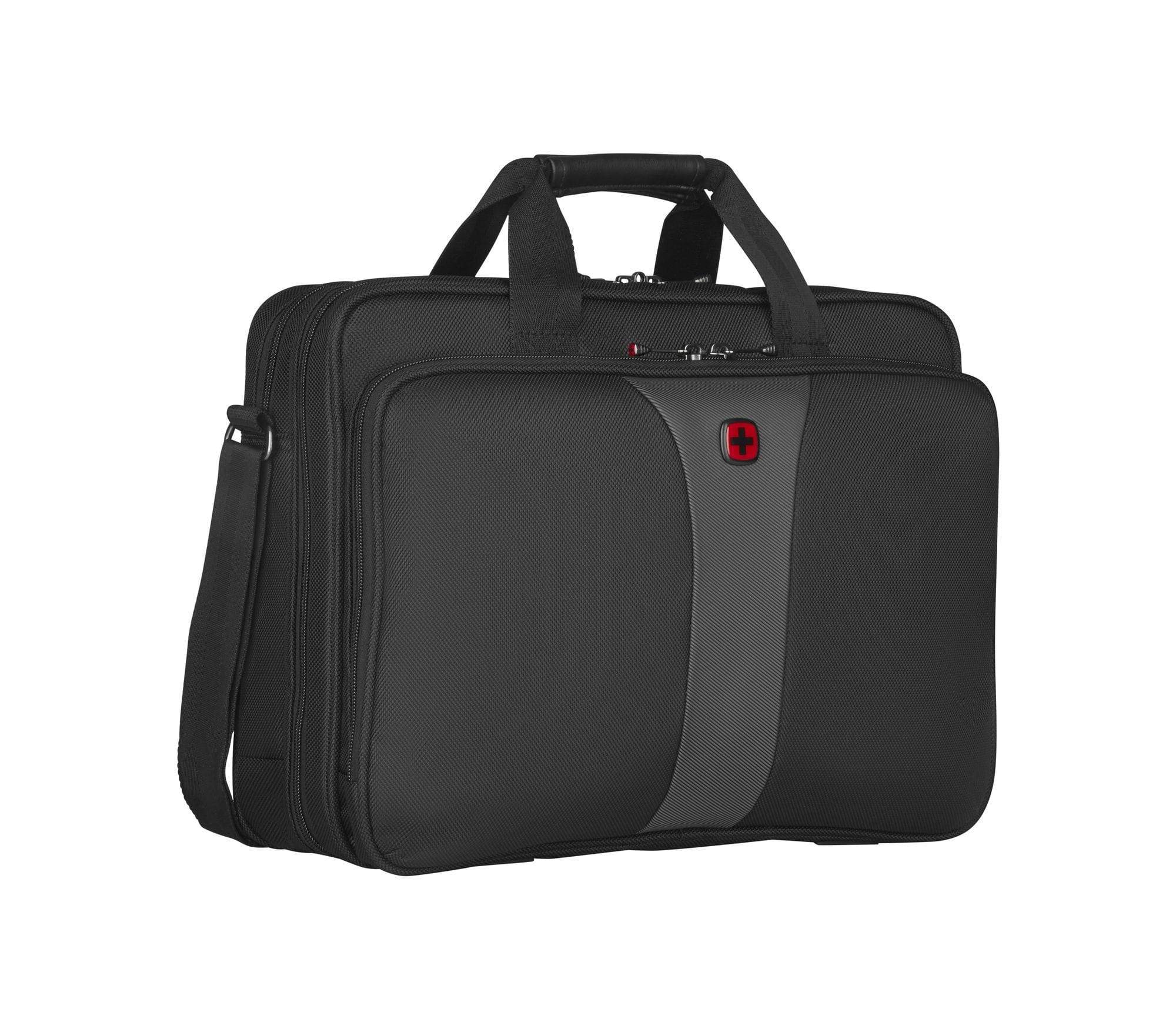 WENGER LEGACY 16 DOUBLE-GUSSET COMPUTER BRIEFCASE BLACK/GREY - 600648