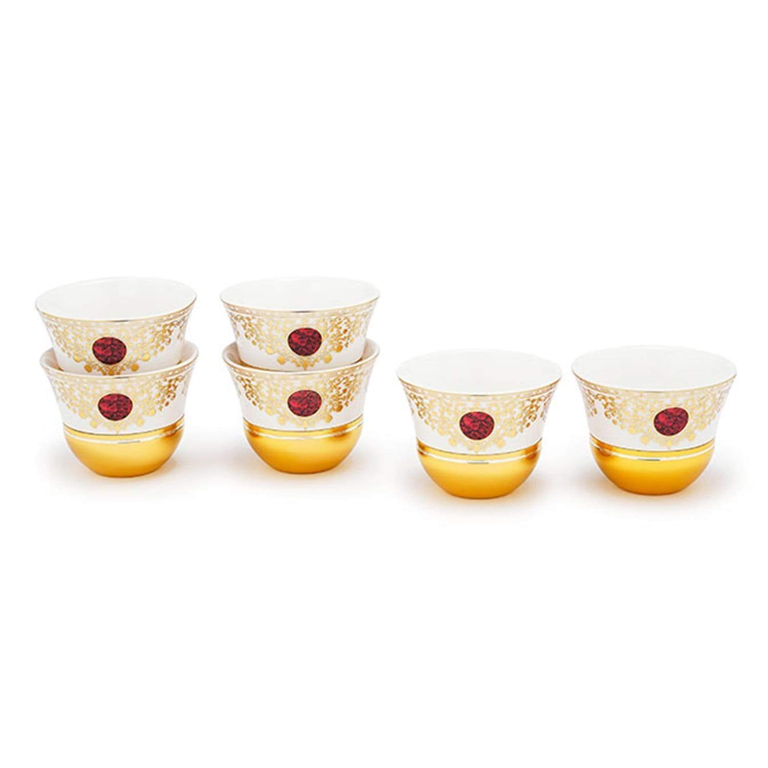 كأس العنبر مرجاني كاوا - الأحمر والذهبي، مجموعة من 6 - AM3373-S28/028/6PC - Jashanmal Home