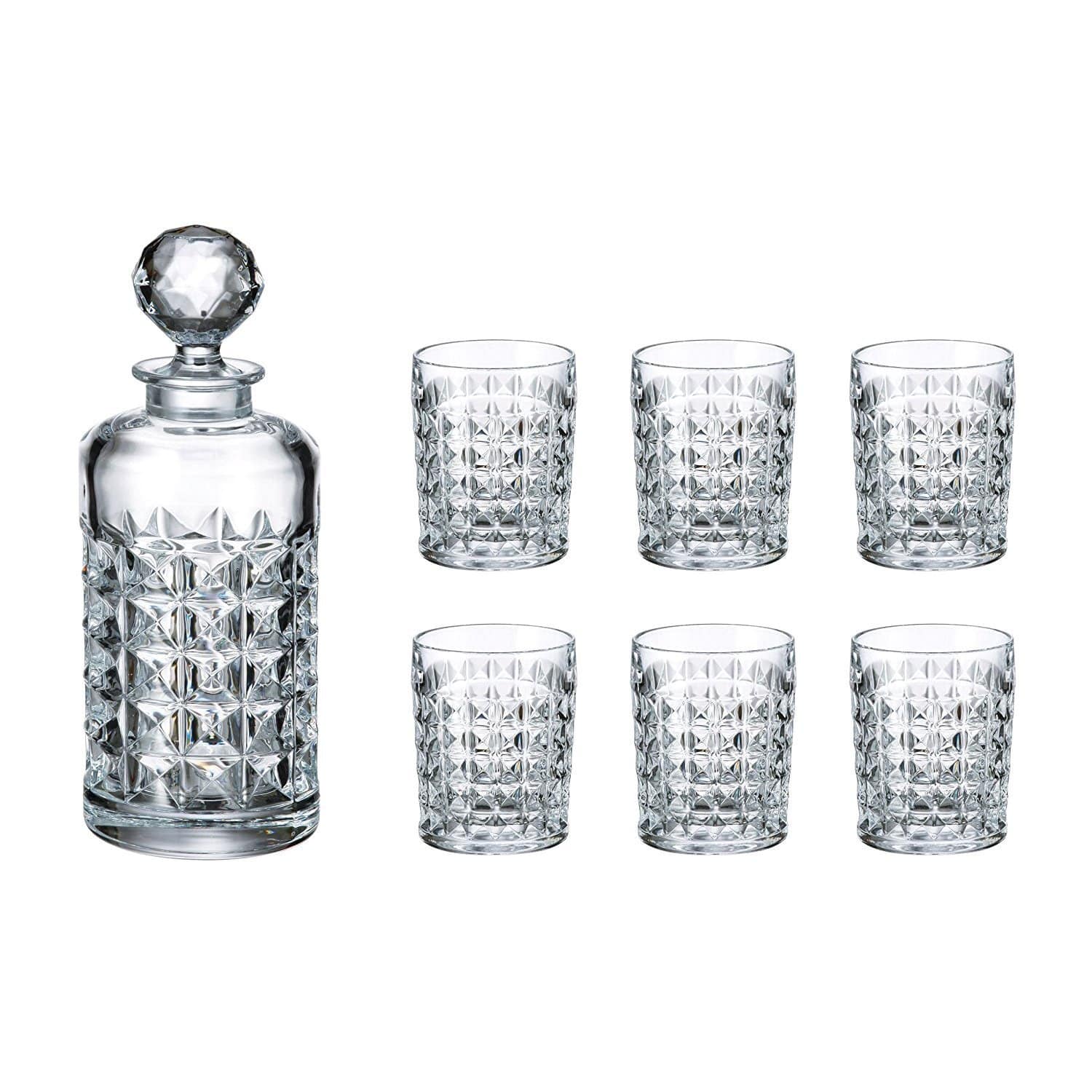 Bohemia Crystal Glass Diamond Whiskey Set - Clear - 5391265 - Jashanmal Home