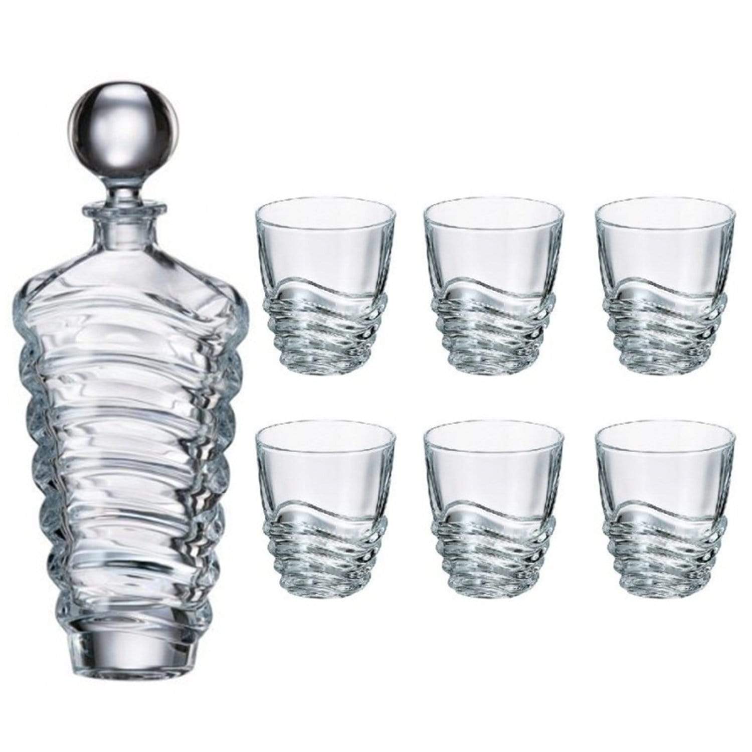 Bohemia Crystal Glass Wave Whiskey Set - Clear - 5391307 - Jashanmal Home