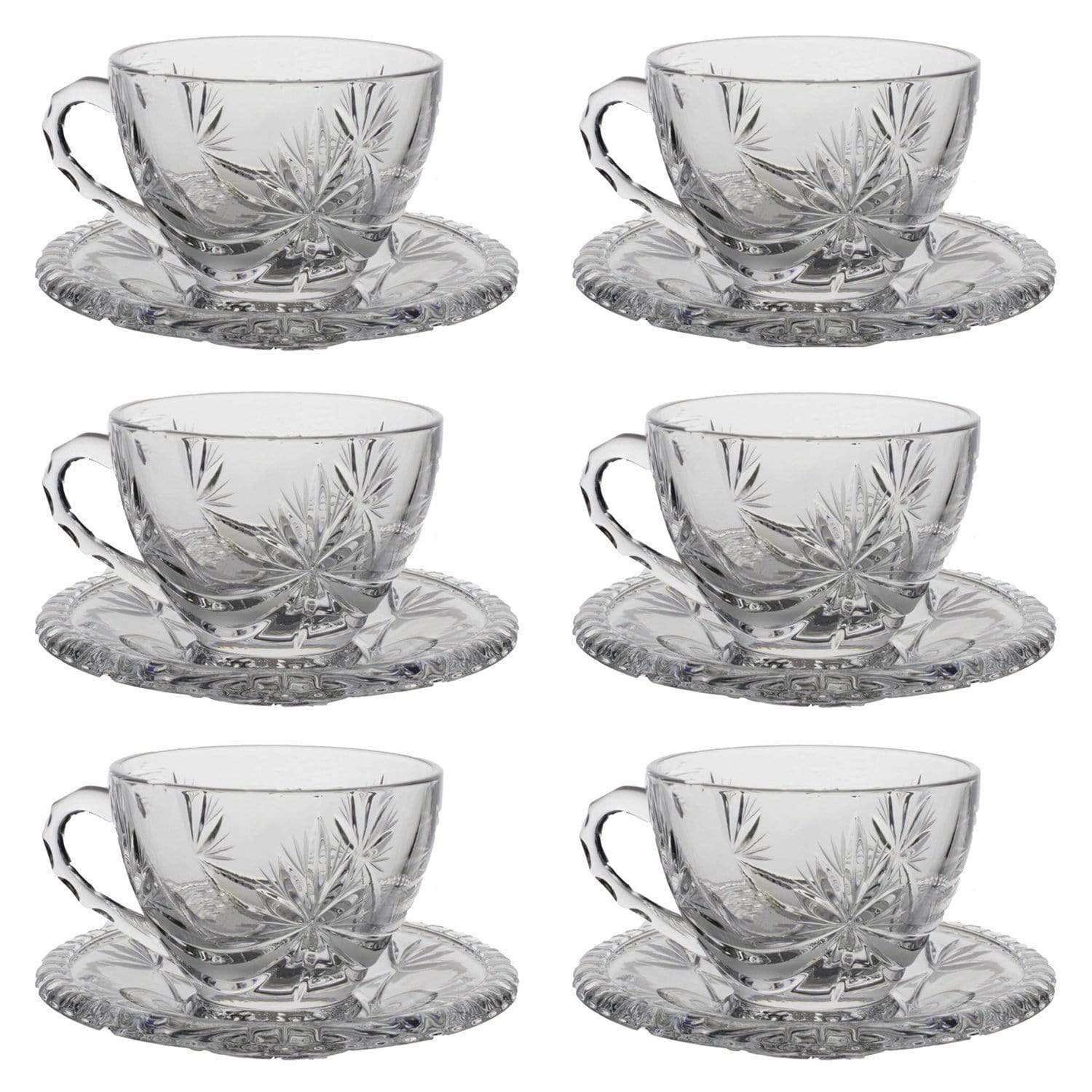 Bohemia Crystal Glass Sherine Cup and Saucer Set - Clear, 17002_621 - 5392128 - Jashanmal Home
