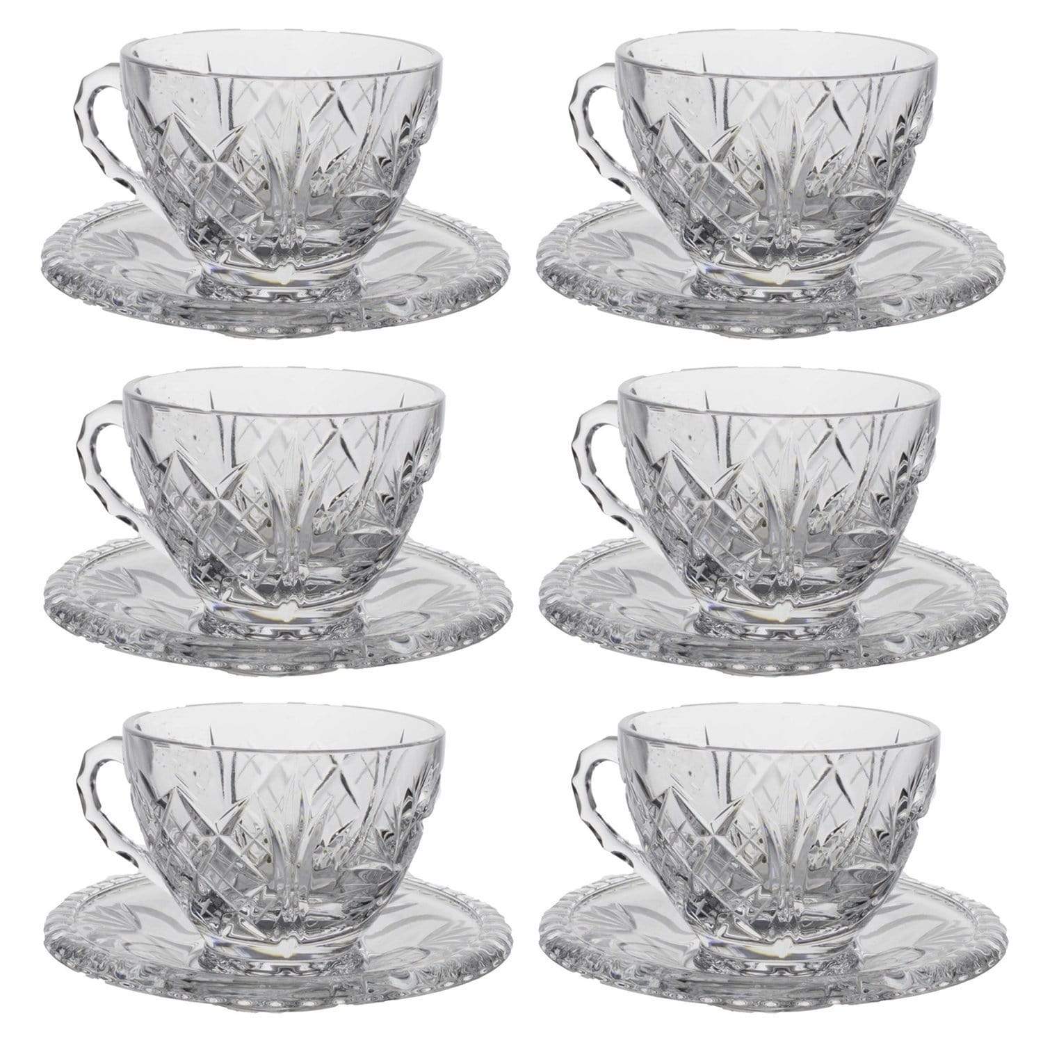 Bohemia Crystal Glass Sherine Cup and Saucer Set - Clear, 26008_623 - 5392132 - Jashanmal Home
