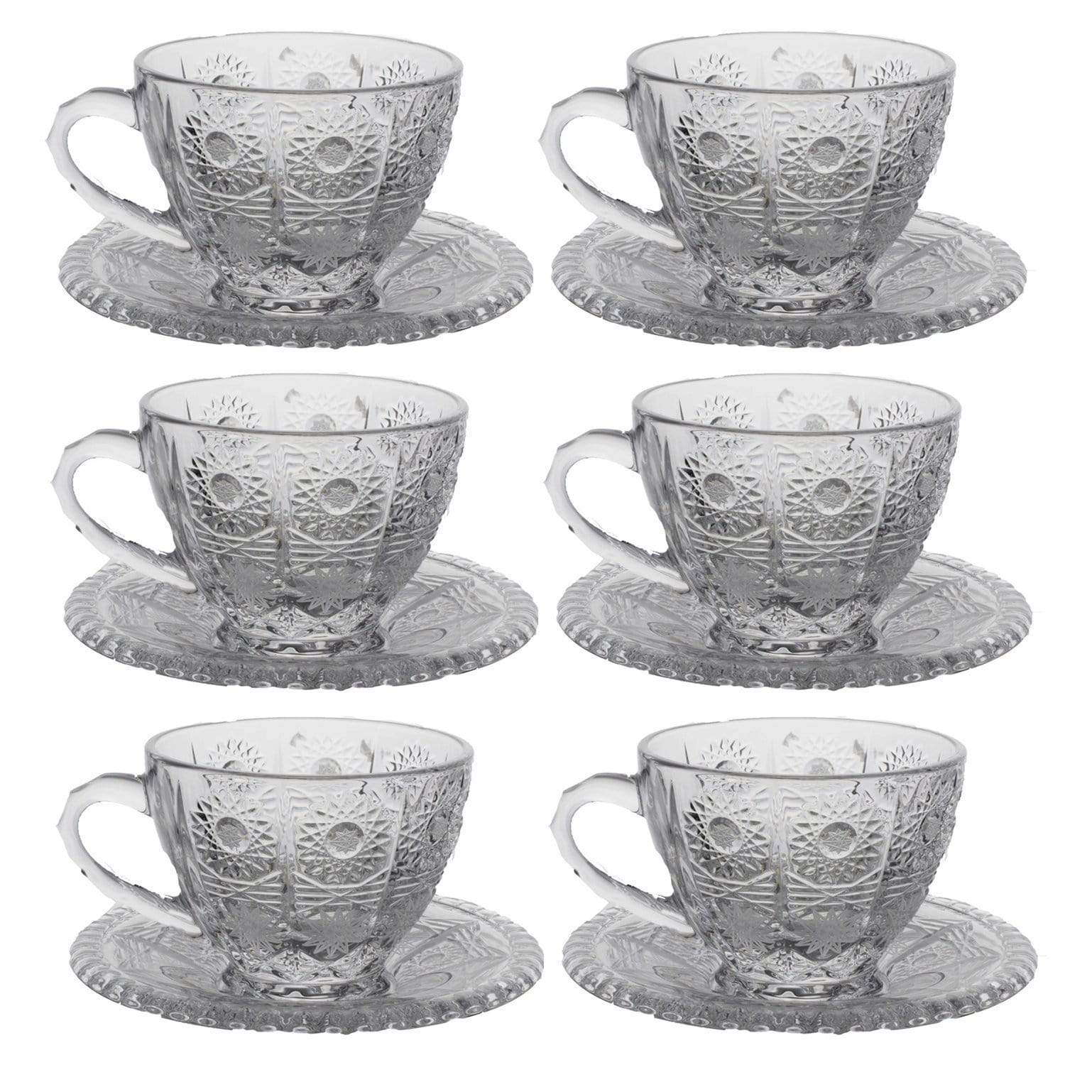 Bohemia Crystal Glass Sherine Cup and Saucer Set - Clear, 57001_625 - 5392149 - Jashanmal Home