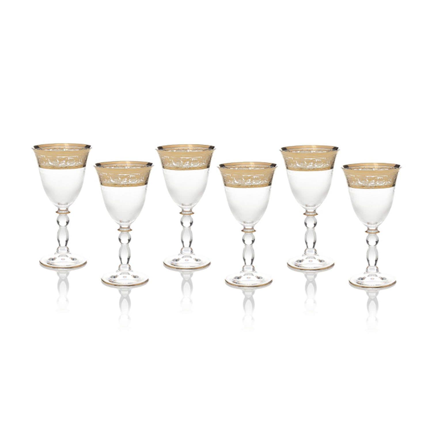 Combi Angelique Small Goblets - Clear and Gold, Set of 6 - G369Z-97 - Jashanmal Home