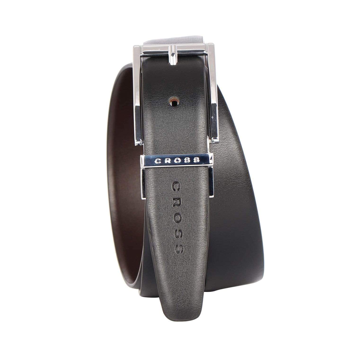 Cross Santiago Cut-to-Fit Style Reversible Leather Belt with 30mm Pronged Buckle for Men - Black and Brown XXL - AC318491N-XXL - Jashanmal Home