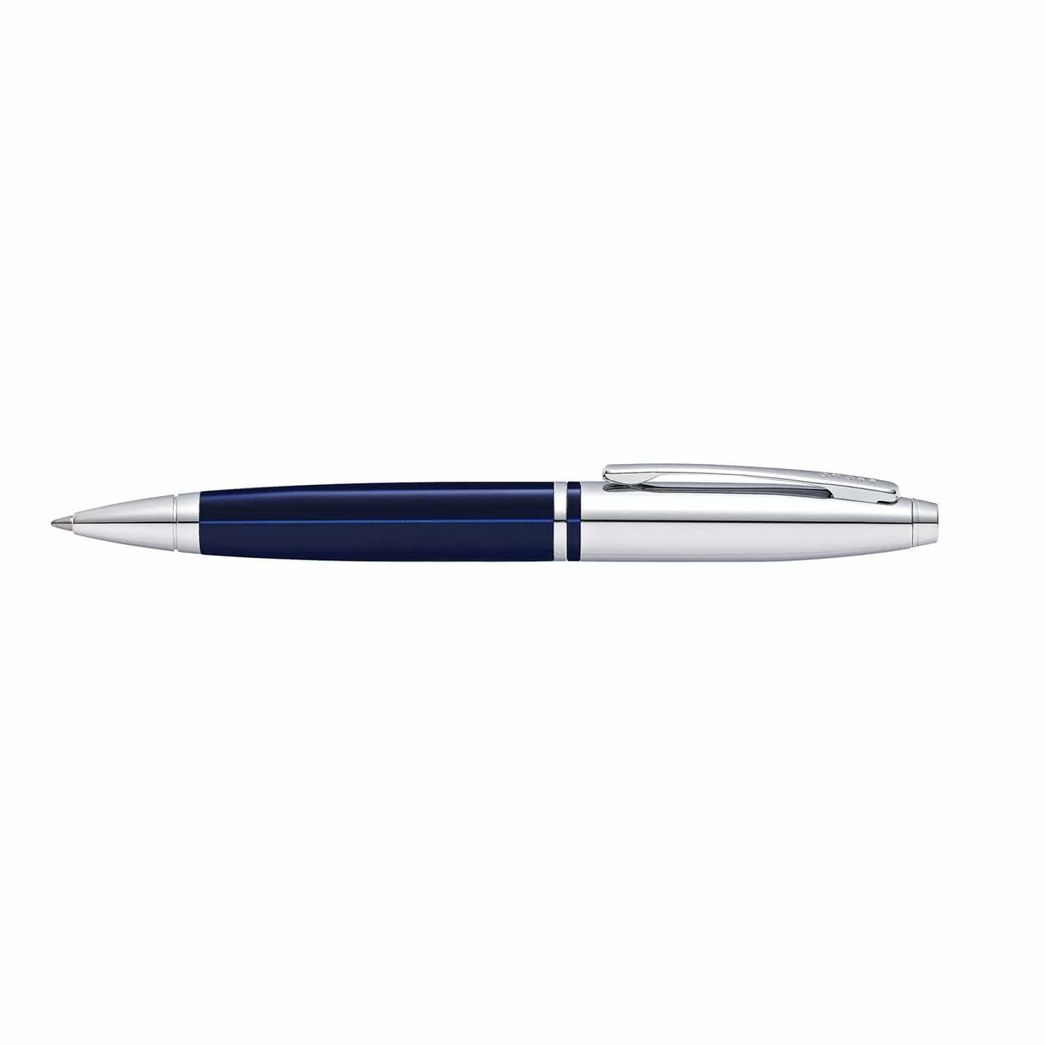 Cross Calais Chrome and Blue Lacquer Ballpoint Pen - AT0112-3 - Jashanmal Home