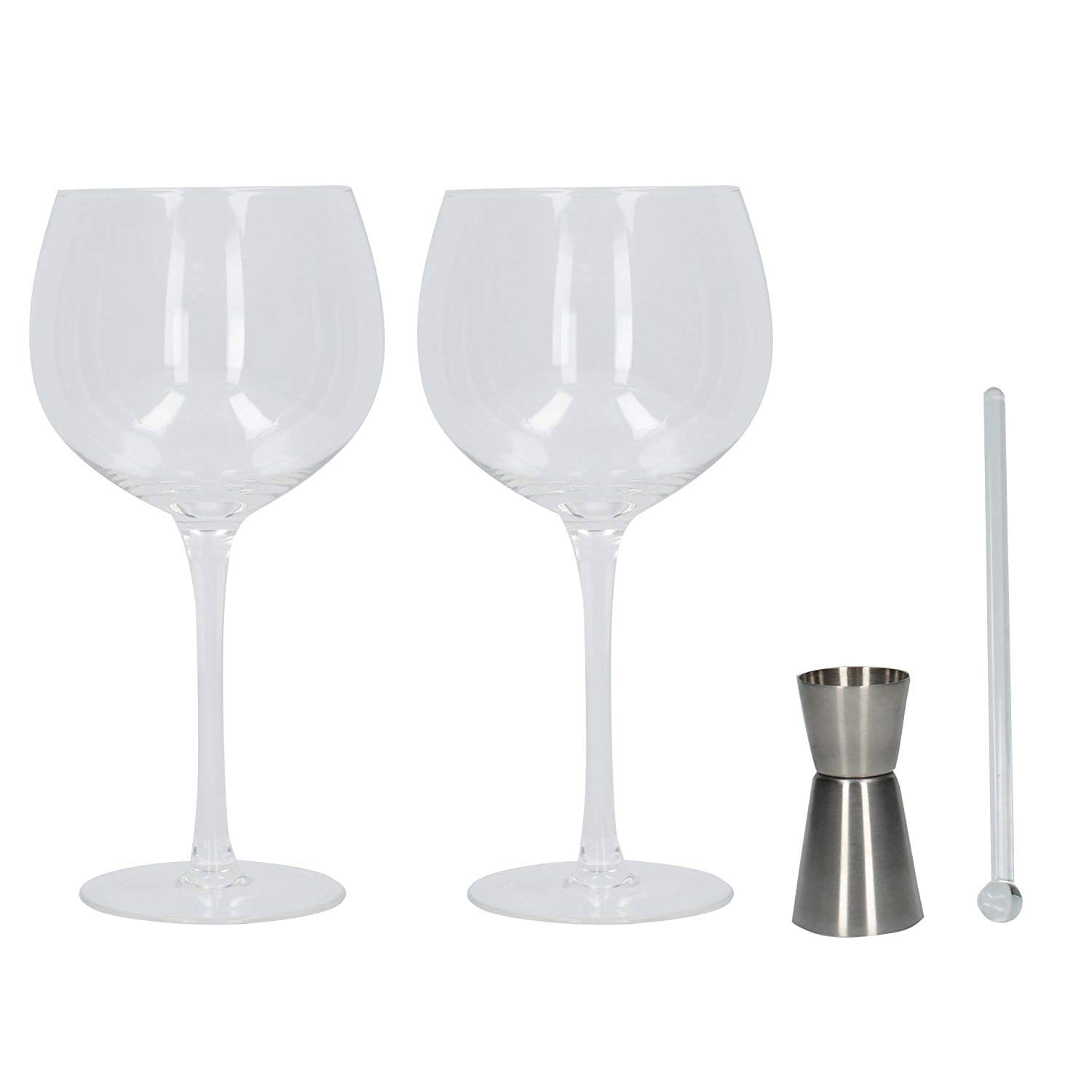 Creative Tops Ava and I Gin Goblet Glass with Stirrer and Jigger Set - Silver and Clear, 600 ml, 2 Piece - 5226397 - Jashanmal Home