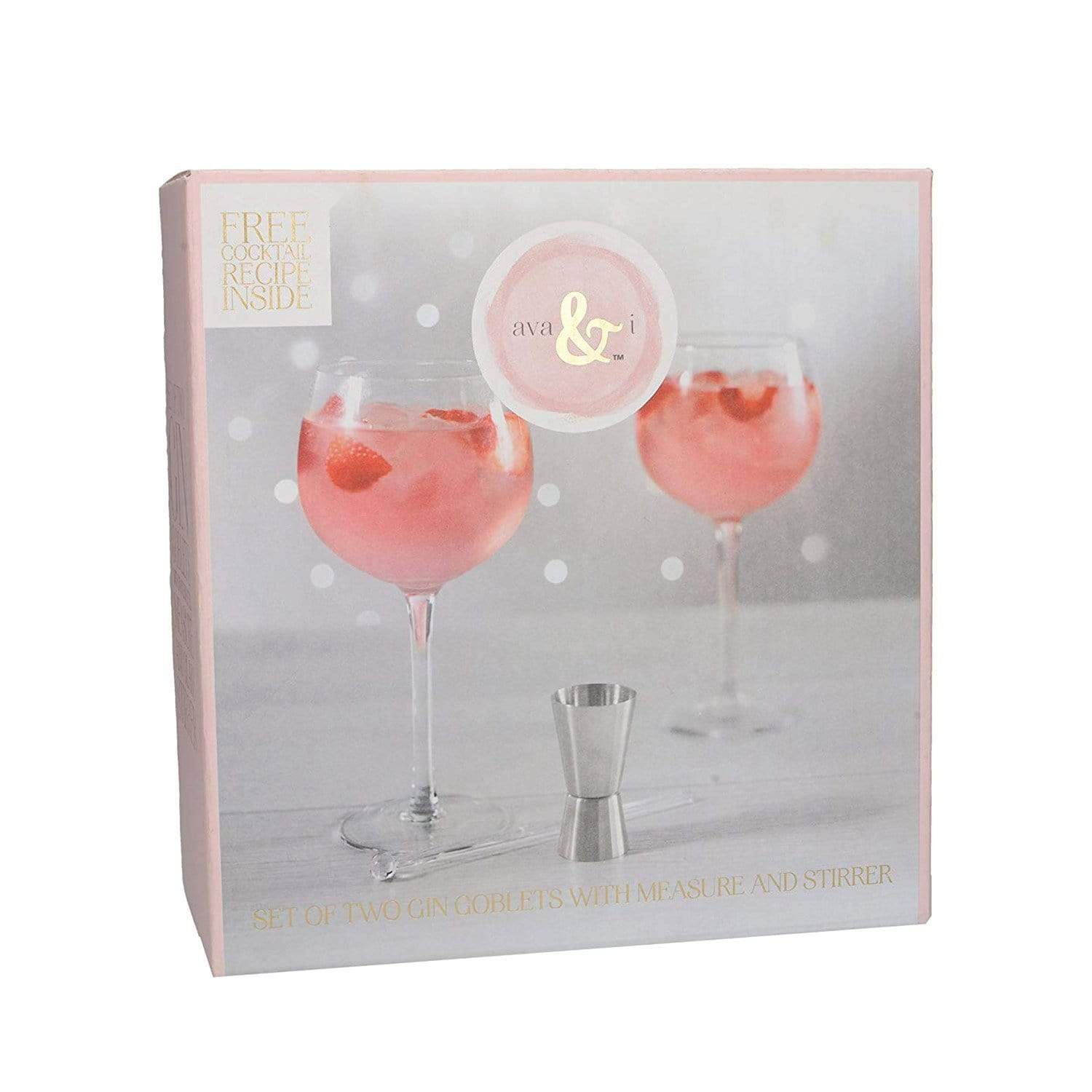 Creative Tops Ava and I Gin Goblet Glass with Stirrer and Jigger Set - Silver and Clear, 600 ml, 2 Piece - 5226397 - Jashanmal Home