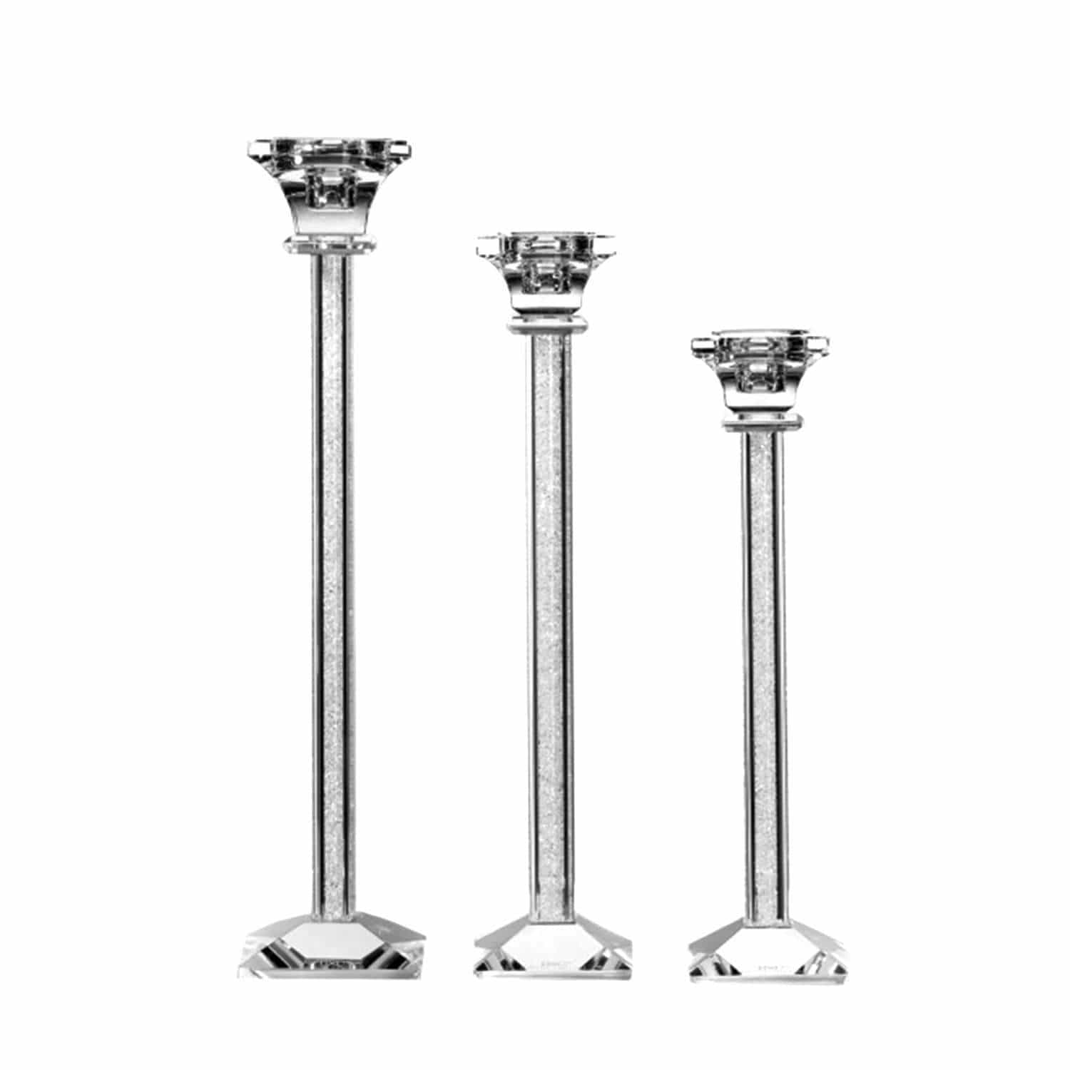 Debora Carlucci Crystal Candle Holder Set with Small Diamonds - 3 Piece - DC5035 - Jashanmal Home