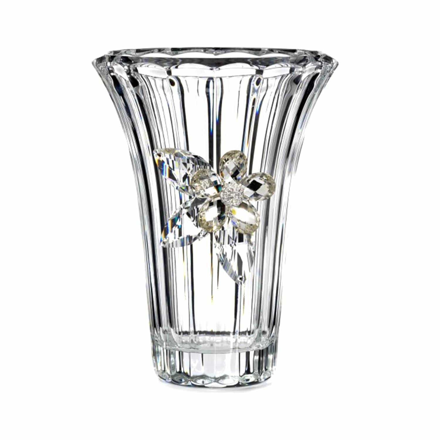 Debora Carlucci Crystal Foiled Flower Glass Vase with Metal Base - DC5543 - Jashanmal Home
