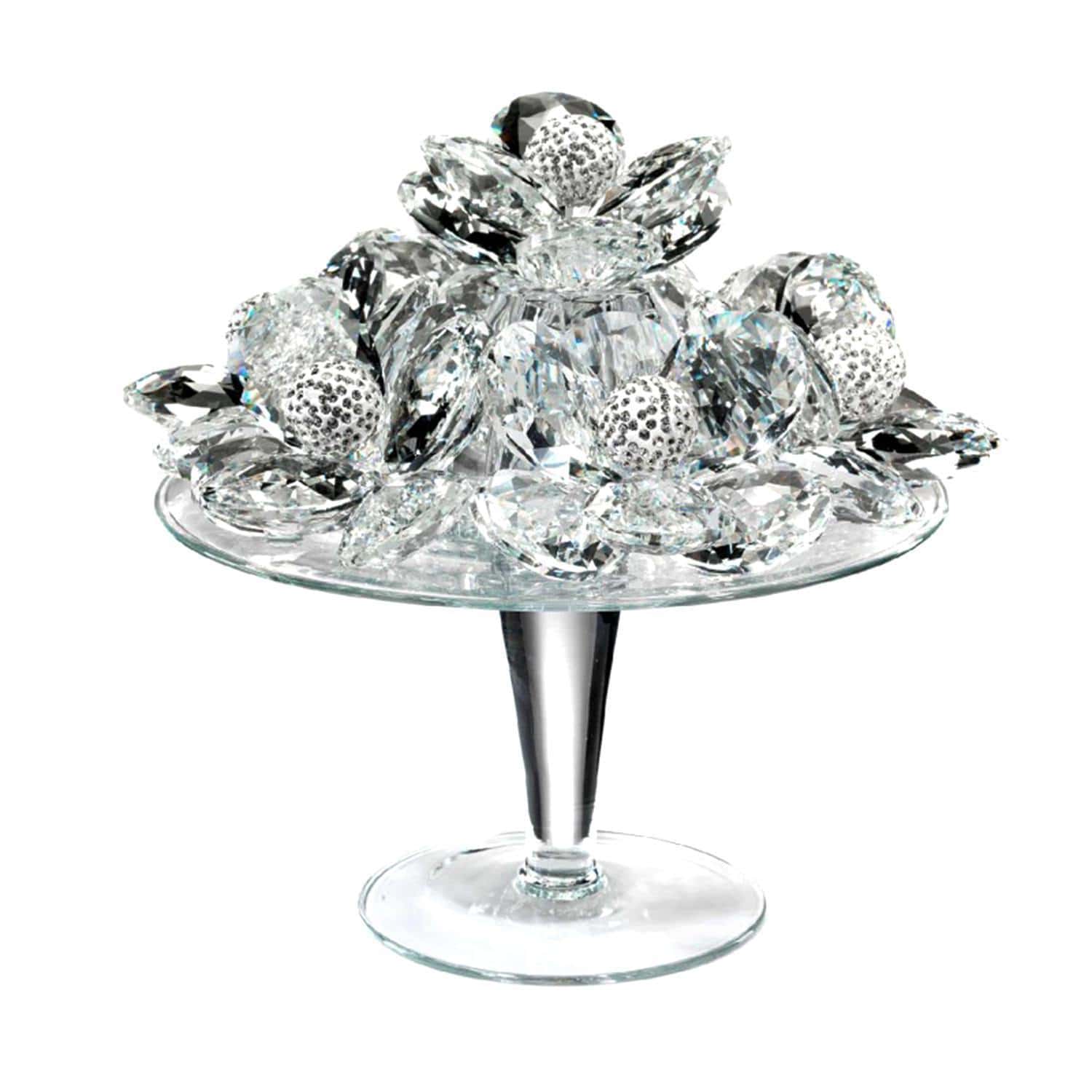 Debora Carlucci Glass Riser with Crystal Flower and Strass Spheres - DC5504 - Jashanmal Home
