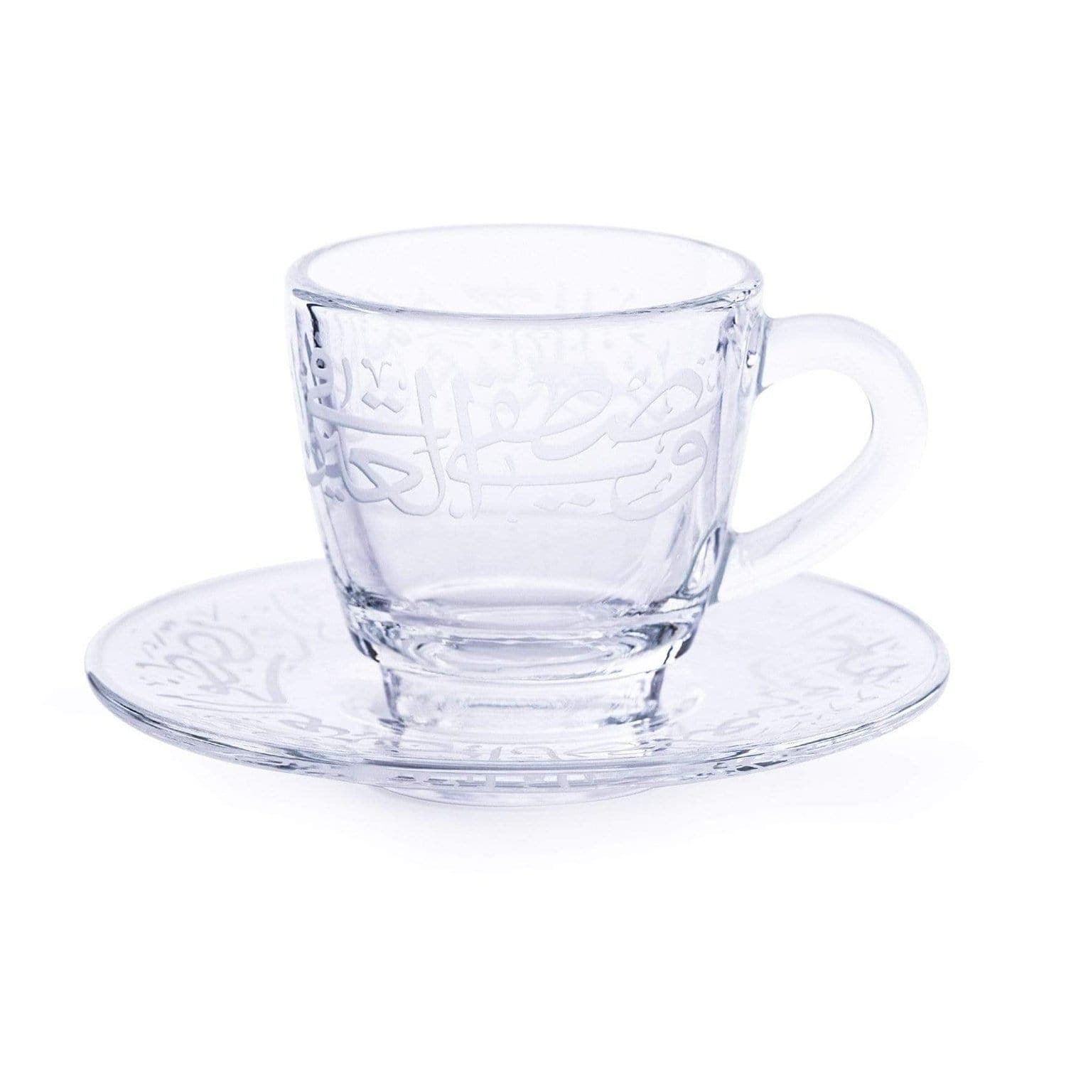 Dimlaj Thuluth Engraved Coffee Cup and Saucer - Set of 12 - 21158 - Jashanmal Home