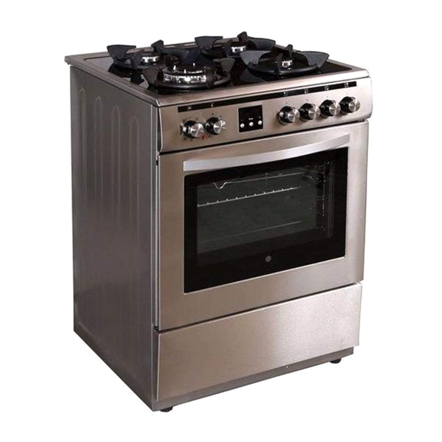 Hoover Dual Gas Cooker on Glass with Hob Electric Oven - Silver - FMC66.01S - Jashanmal Home