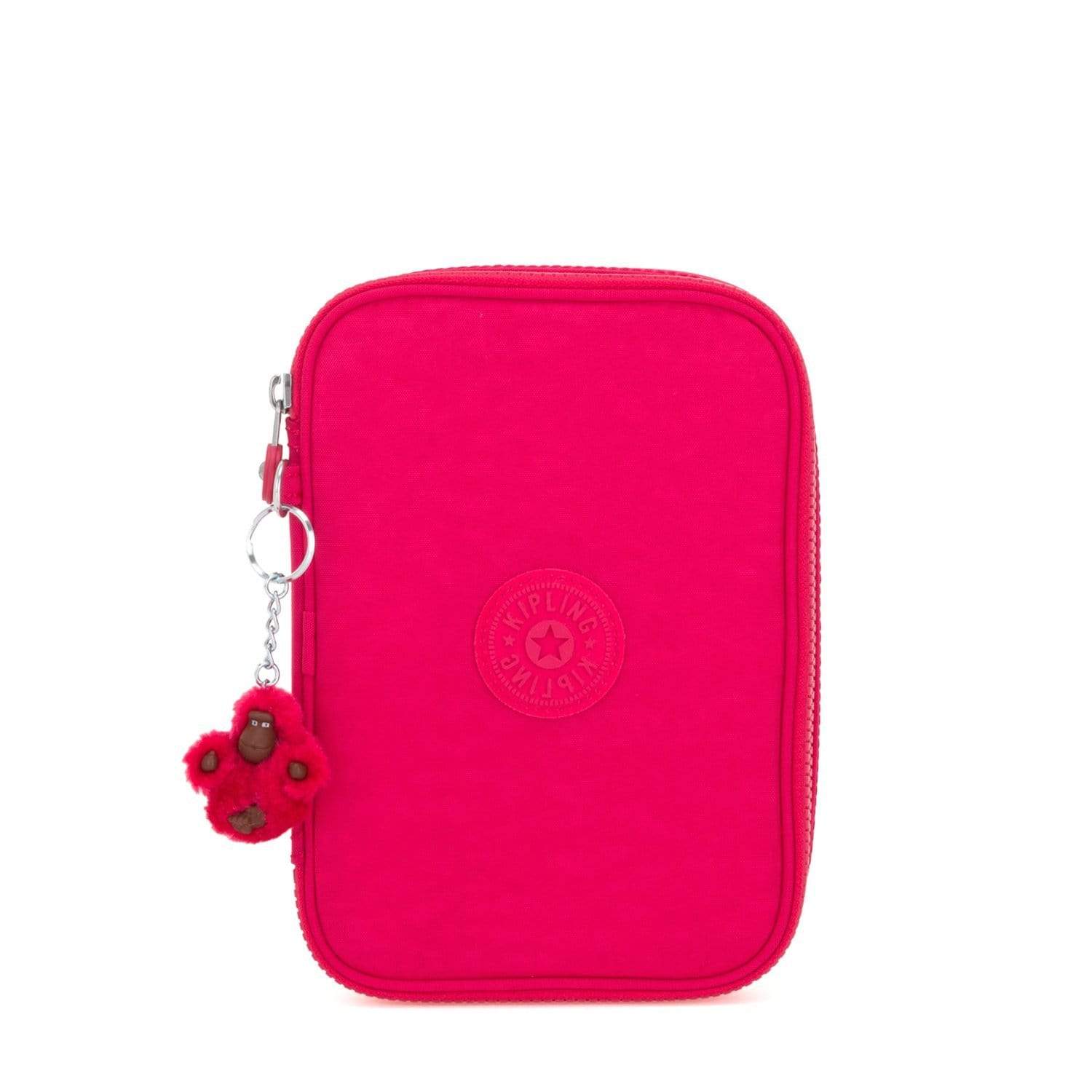 Kipling 100 Pens Large Case with Monkey Keychain - True Pink - 09405-09F - Jashanmal Home