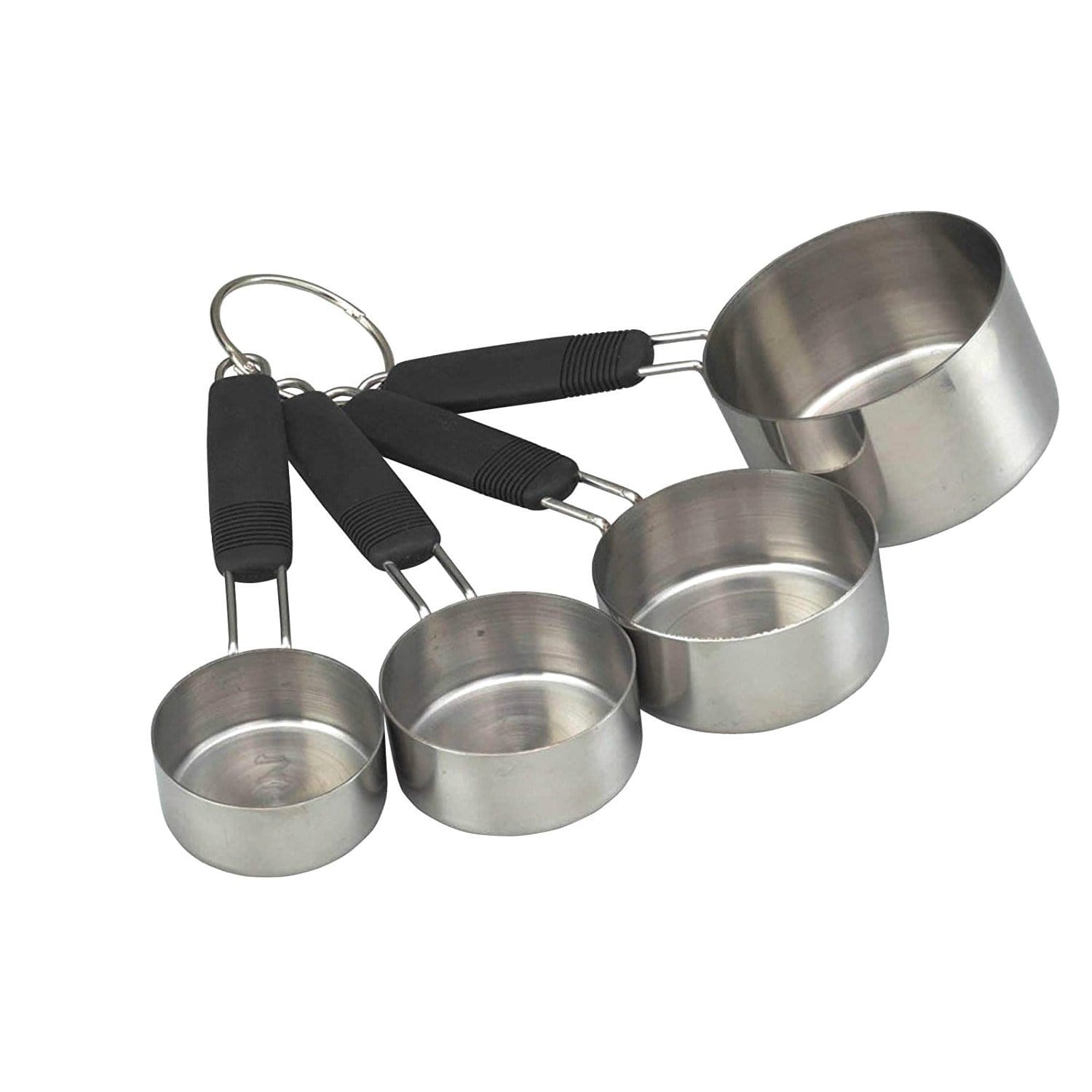 KitchenCraft Measuring Cup Set - Silver and Black, 4 - Piece - KCPROCUPSET - Jashanmal Home