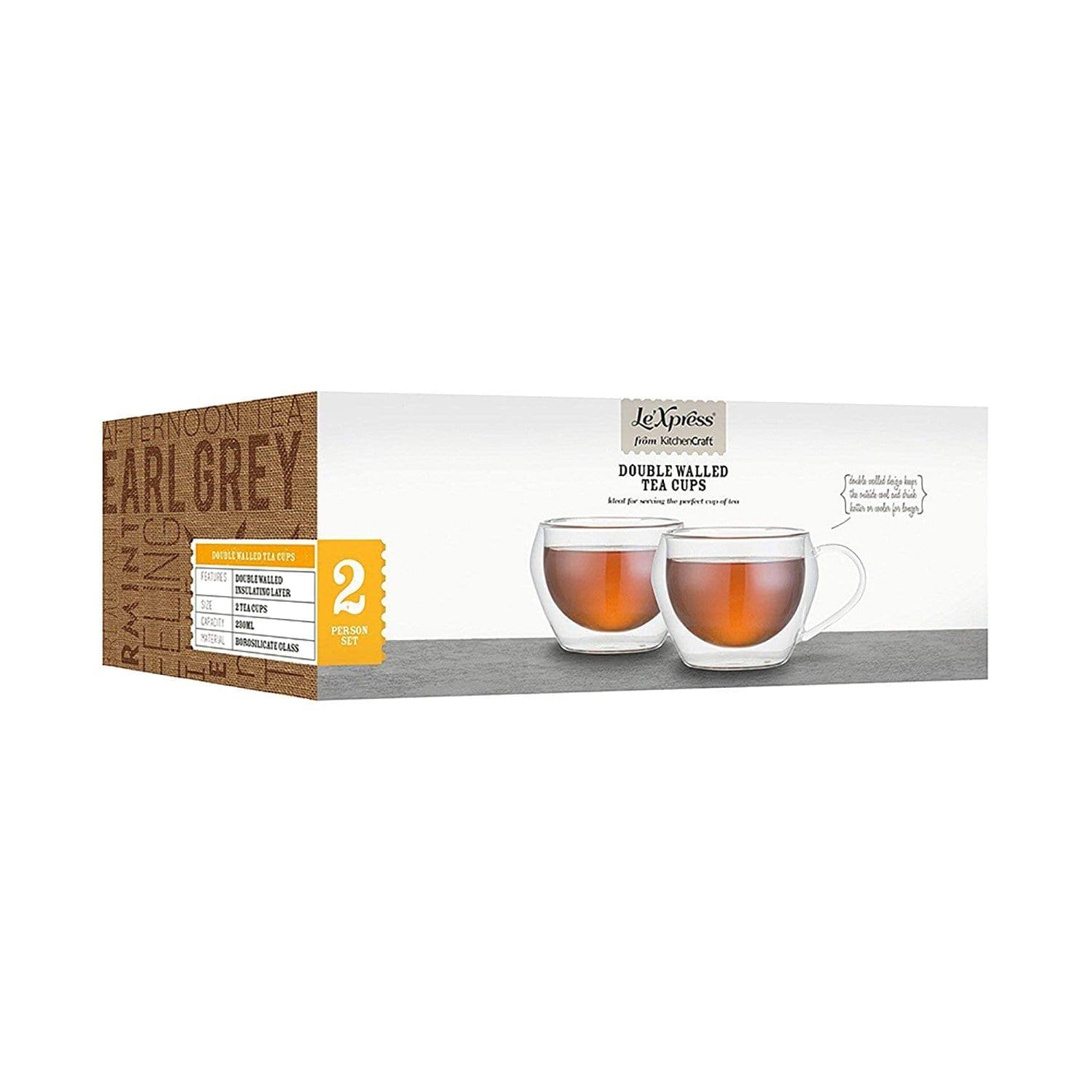 Kitchen Craft Le Express Double Walled 2 Piece Tea Cup Set - KCLXDWTCUP2PC - Jashanmal Home